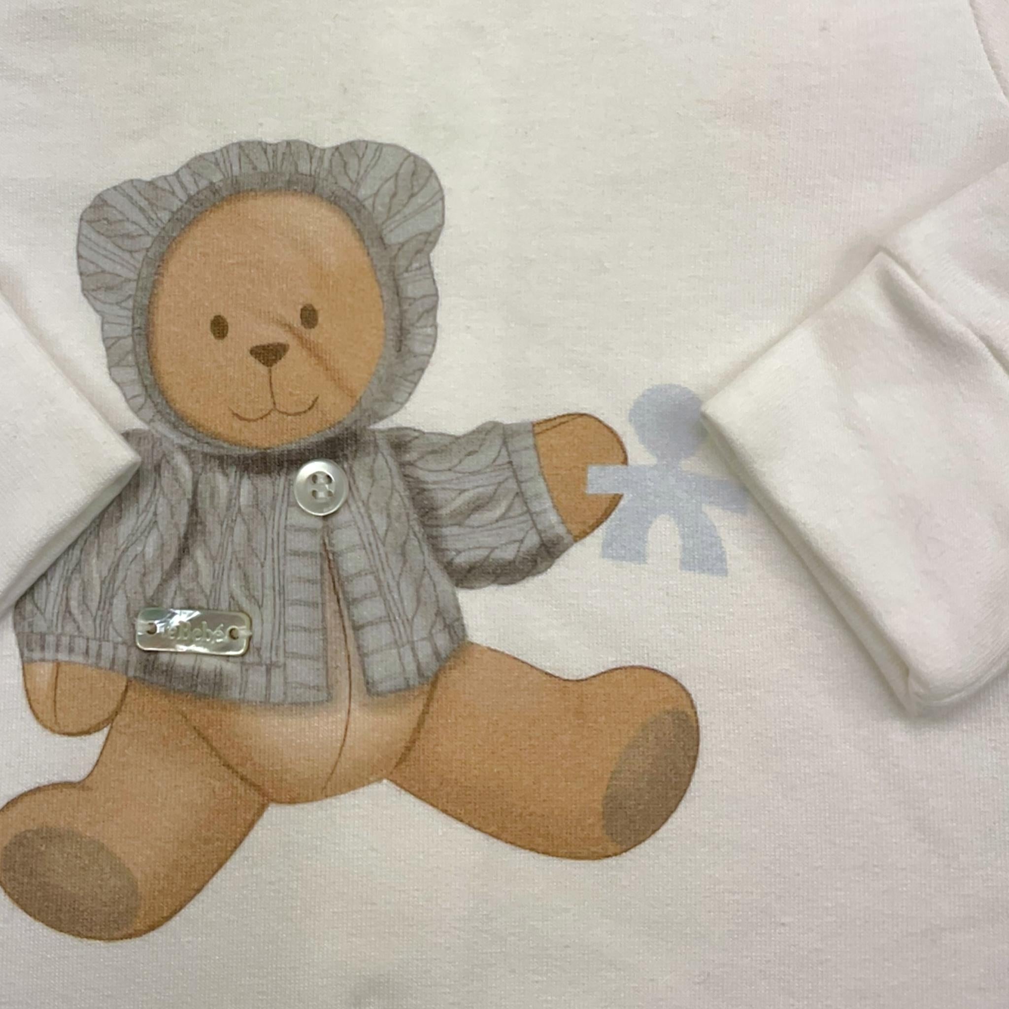 LE BEBE' tutina tinta unita con stampa orso Bianco per Neonato LBG4194 BIANCO LE BEBE'