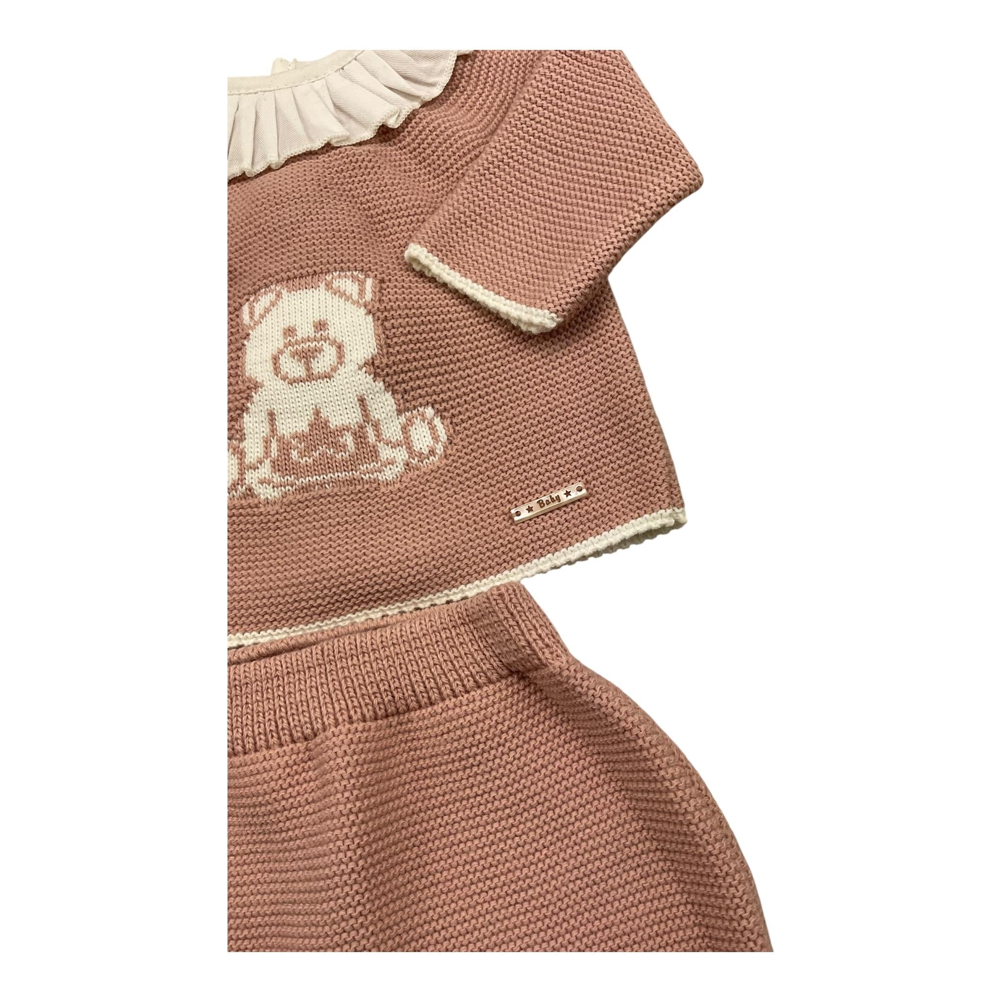 VALENTINA BEBES completo 3 pezzi maglia-ghettina-cappello Rosa per Neonata HOW27 ROSA VALENTINA BEBES