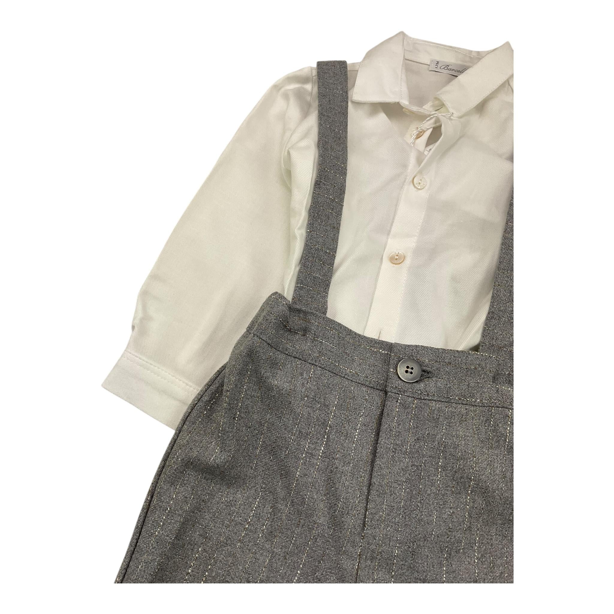 BARCELLINO complet 3 pezzi camicia-salopette-papillon Grigio per Neonato 115910L GRIGIO BARCELLINO