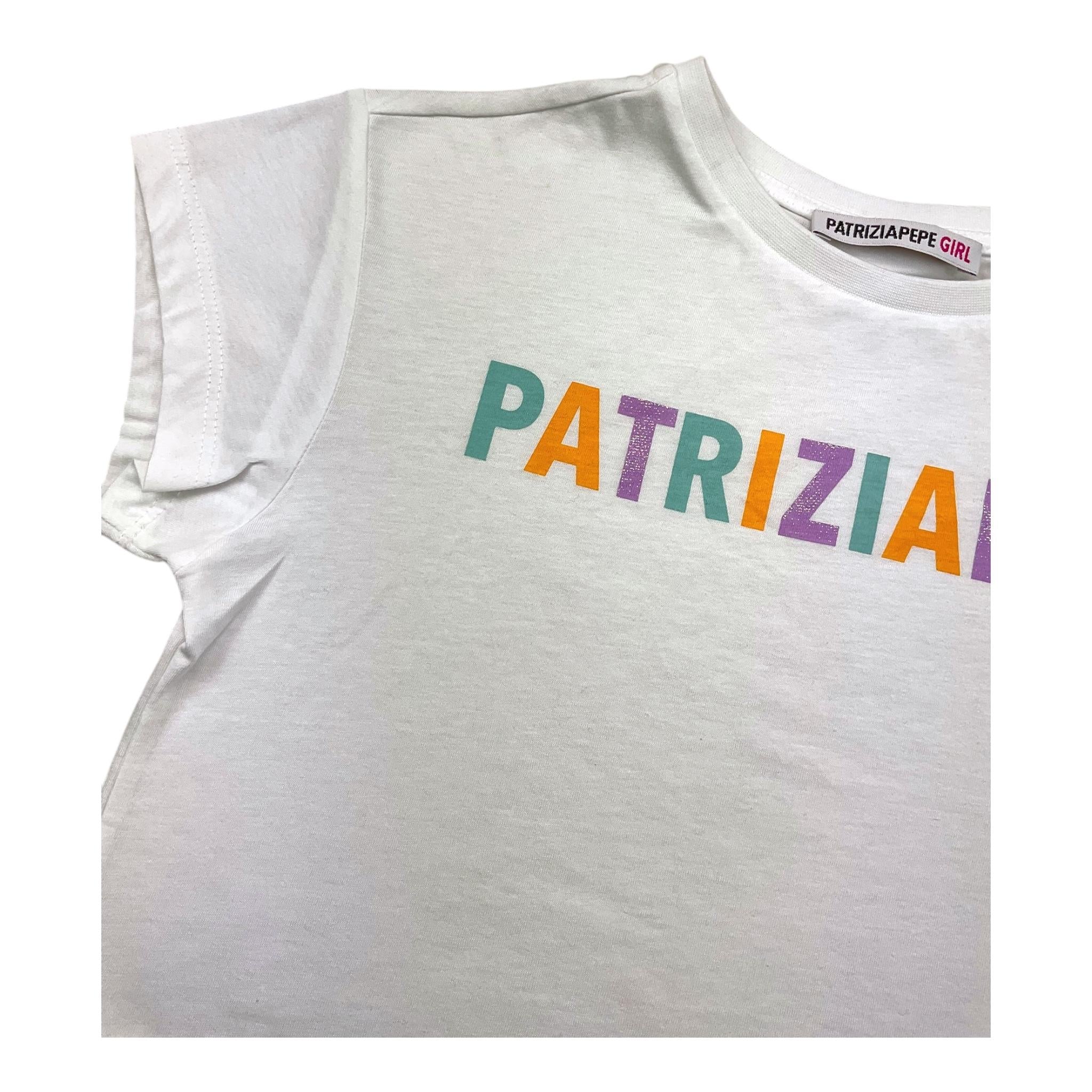 PATRIZIA PEPE t-shirt girocollo tinta unita con stampa in contrasto modello crop Bianco per Bambina 7M0802 BIANCO PATRIZIA PEPE