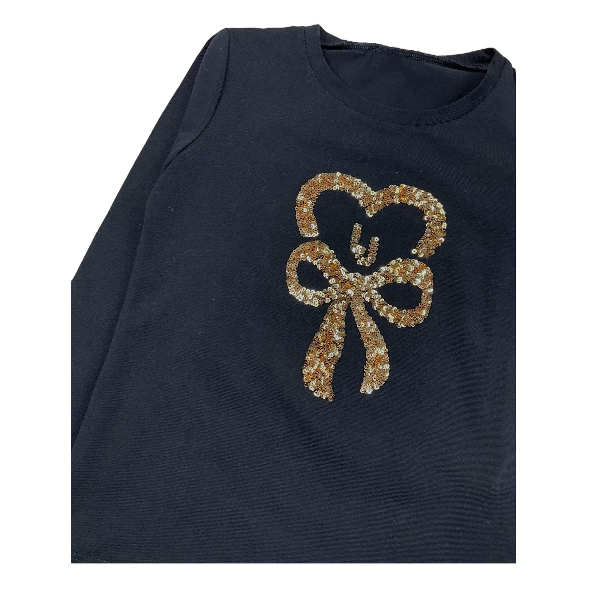LIU JO shirt girocollo tinta unita con stampa paillettata Nero per Bambina KF4118 NERO LIU JO