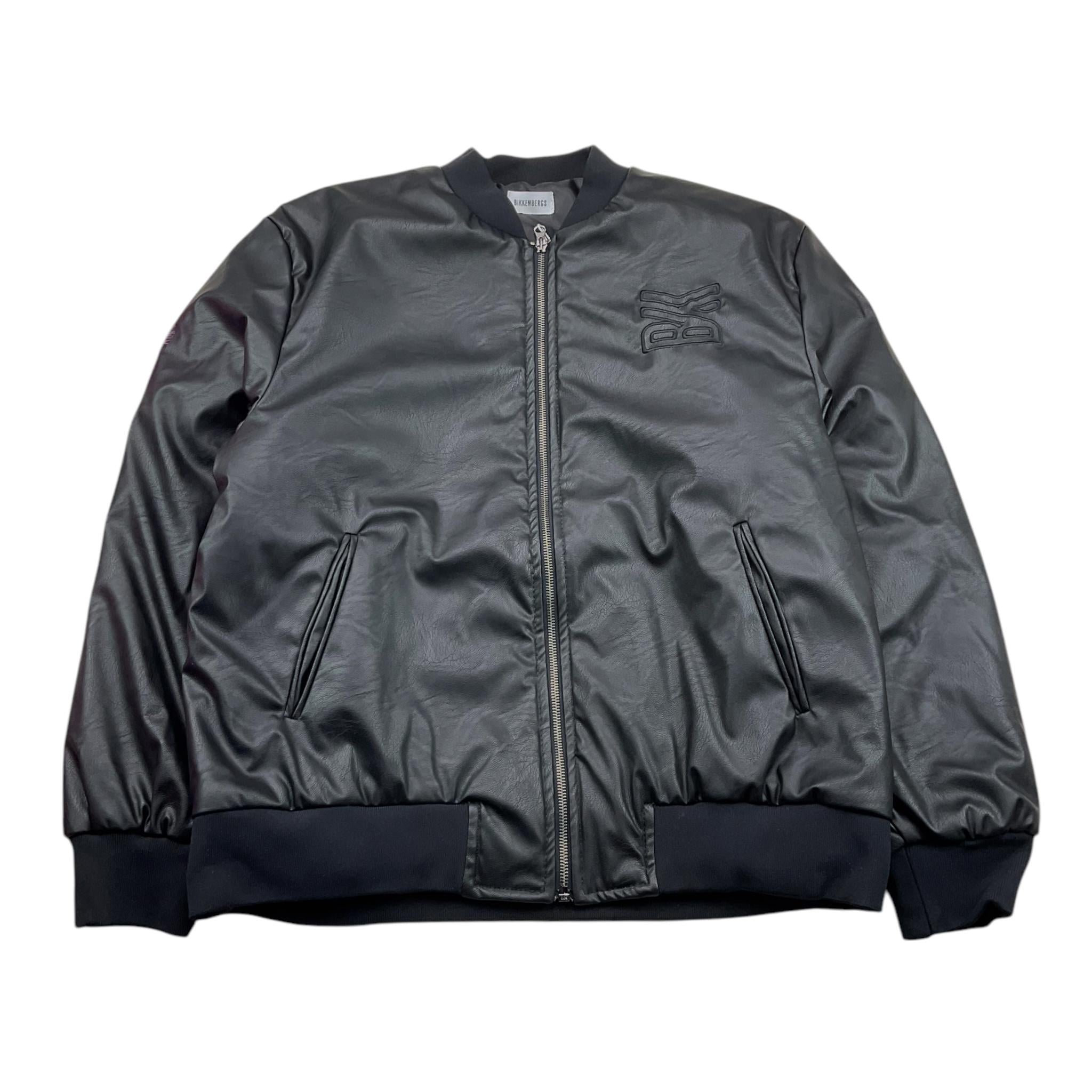 BiKKEMBERGS giubbino bomber tinta unita in ecopelle Nero per Bambino BK2834 NERO BiKKEMBERGS