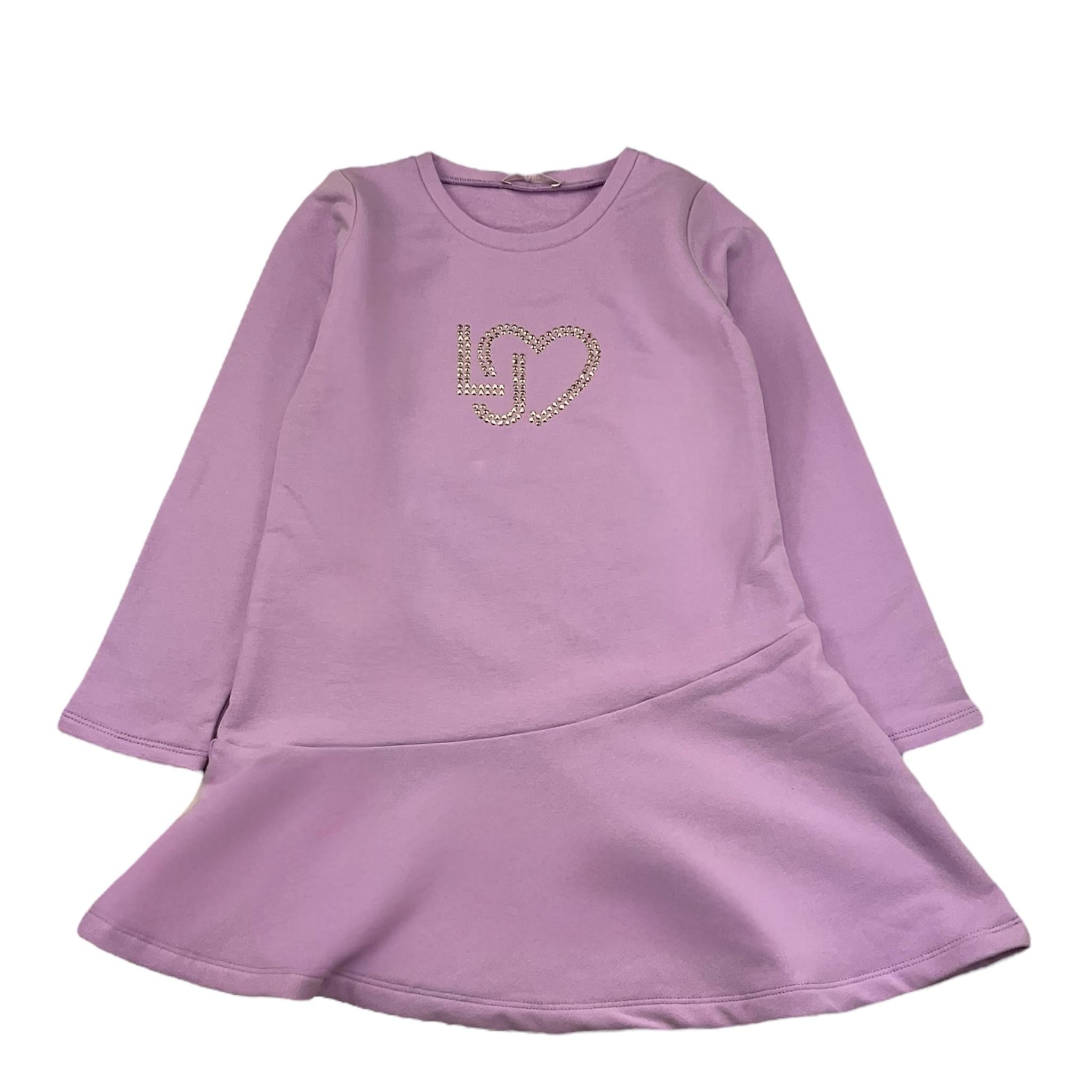 LIU JO abito modello felpa tinta unita con stampa Lilla per Bambina KF4023XX LILLA LIU JO