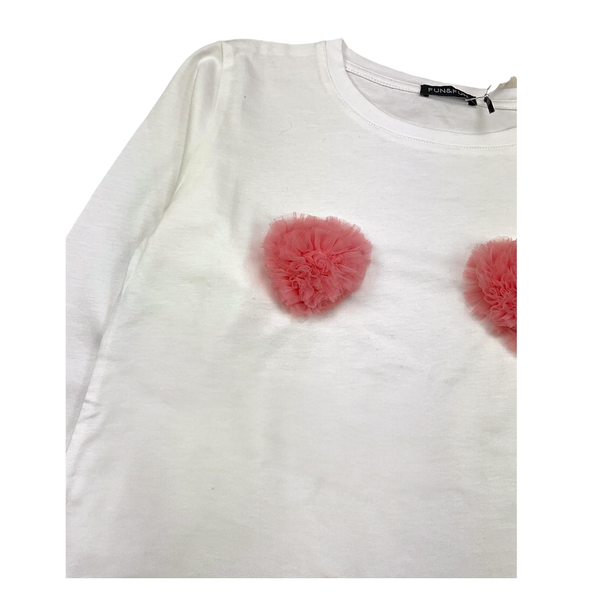 FUN & FUN shirt girocollo tinta unita con pon pon in contrasto Bianco per Bambina FCJTS00018 BIANCO FUN & FUN