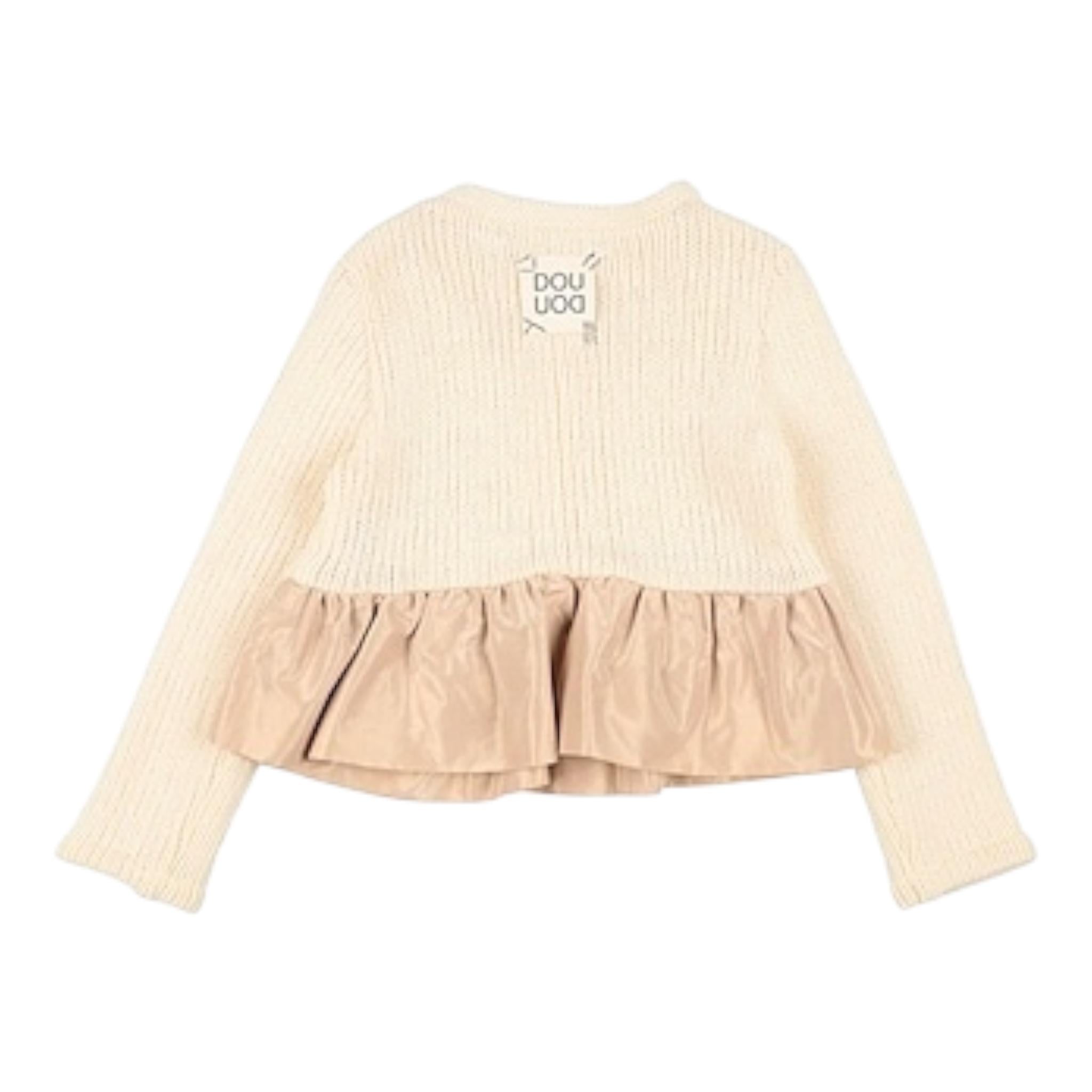 DOU DOU cardigan tinta unita con rouches Panna per Bambina DV9A00X PANNA DOU DOU