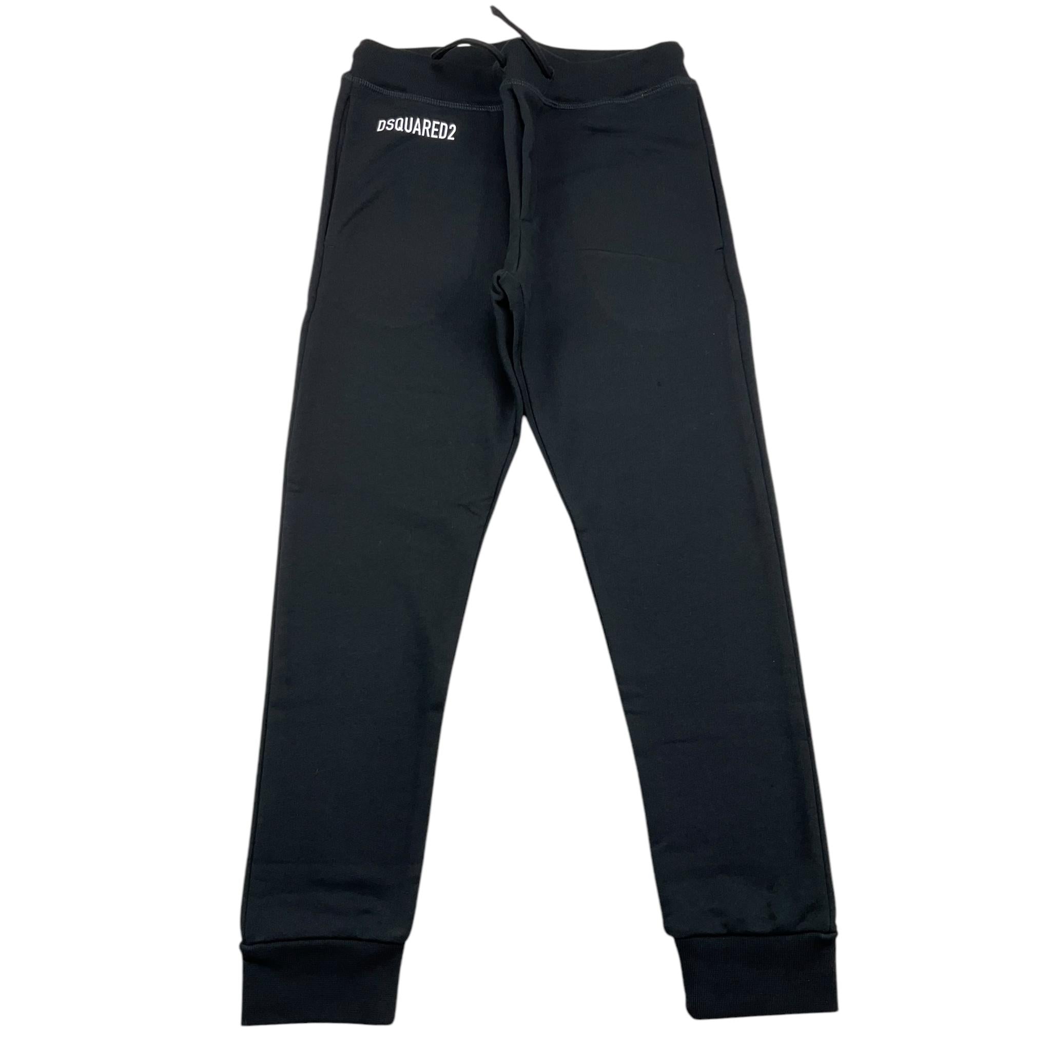 DSQUARED2 pantalone tuta tinta unita con stampa logo Nero per Bambino DQ2527 NERO DSQUARED2