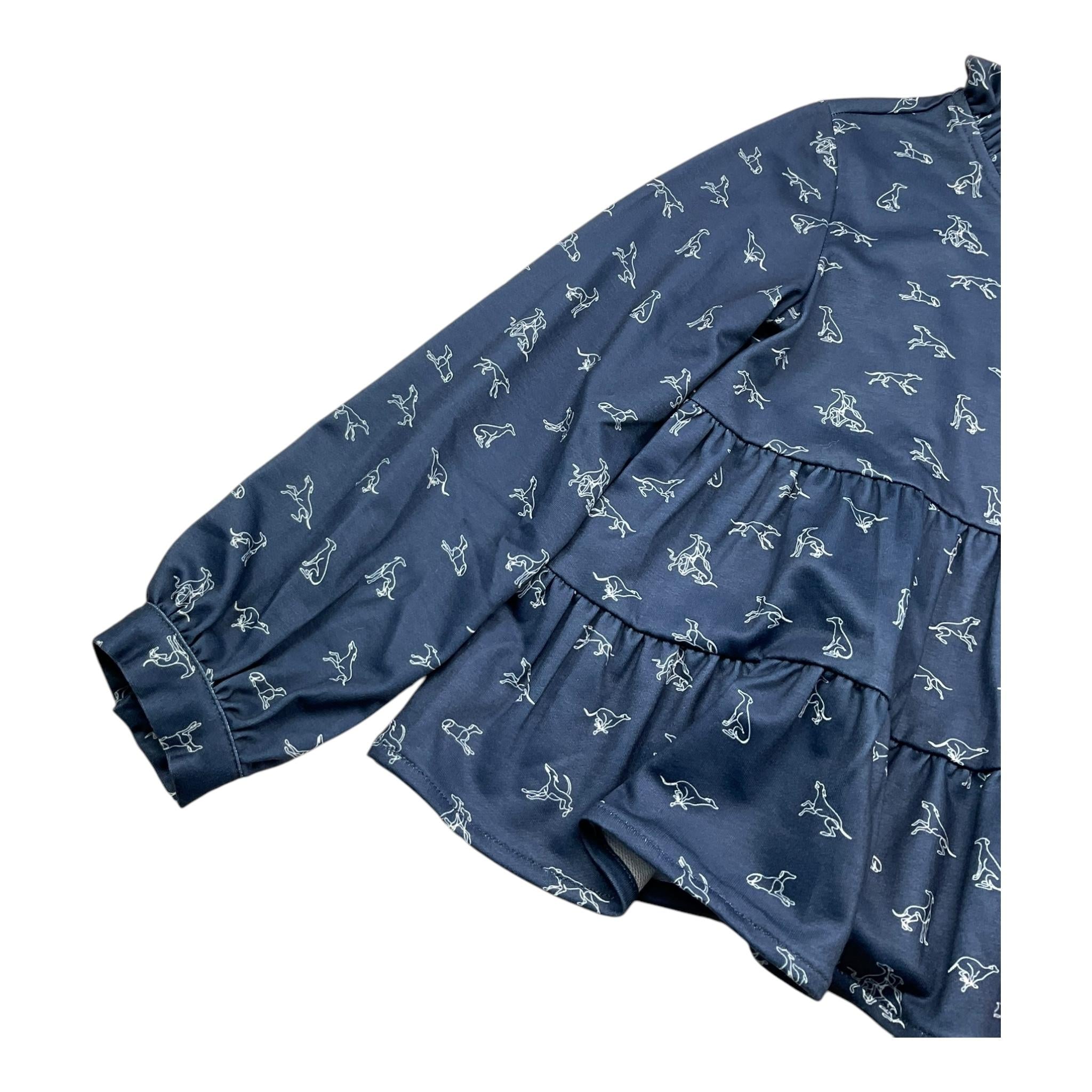 TRUSSARDI camicia manica lunga tinta unita con stampa cani Blu per Bambina TGA25022 BLU TRUSSARDI