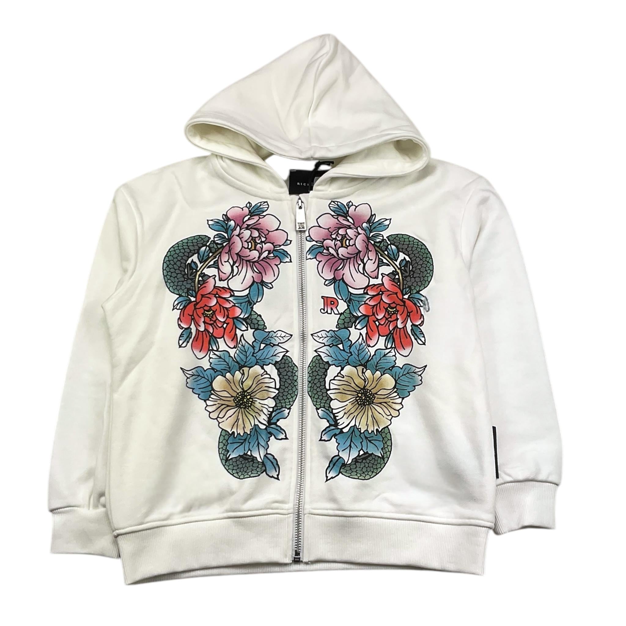 JOHN RICHMOND felpa con zip e cappuccio tinta unita con stampa in contrasto Bianco per Bambina RGA25077FE BIANCO JOHN RICHMOND