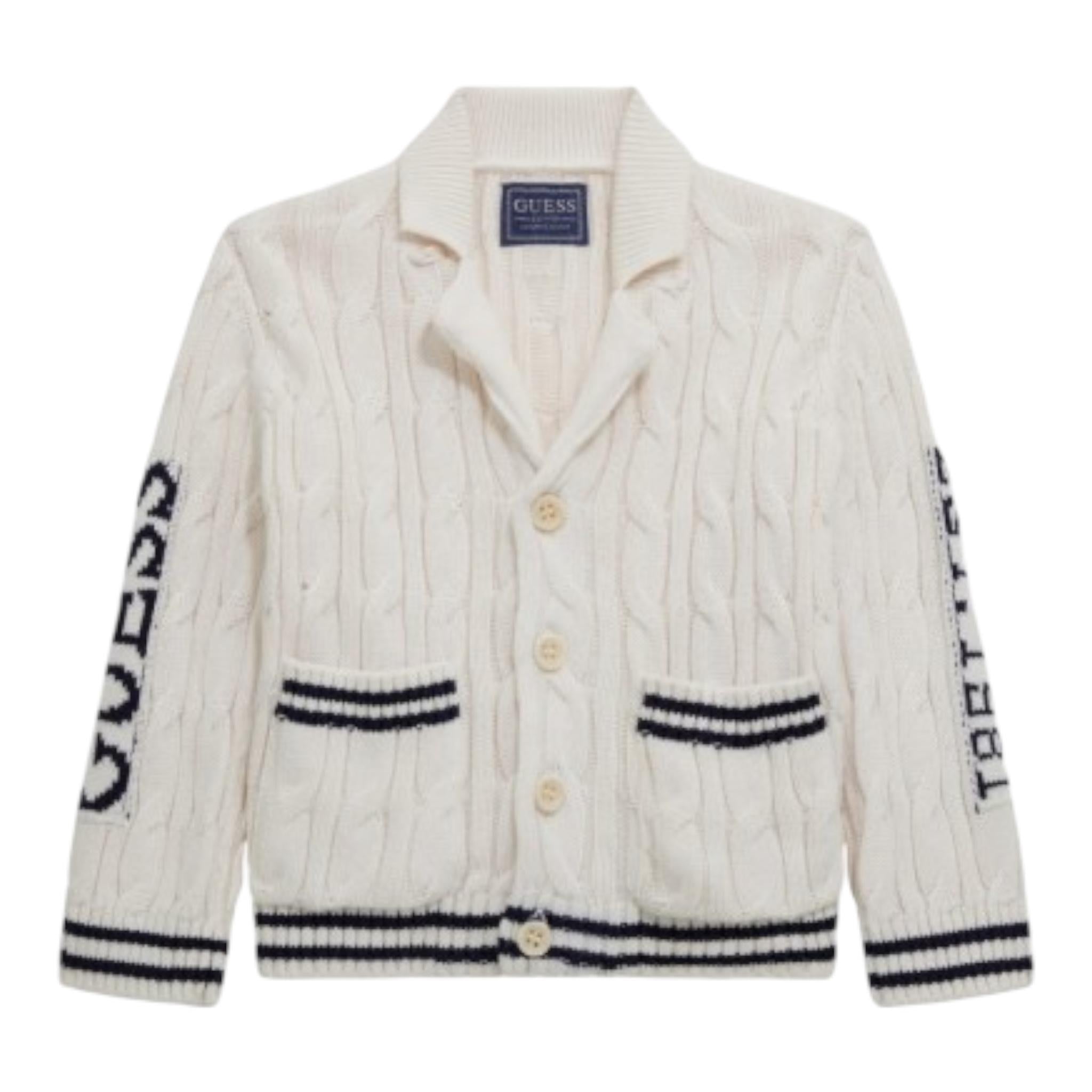GUESS cardigan tinta unita con contrasti Bianco per Bambino N4RR02Z30W1 BIANCO GUESS