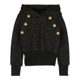 BALMAIN felpa chiusa con cappuccio tinta lurex Nero per Bambina BT4B00 NERO BALMAIN