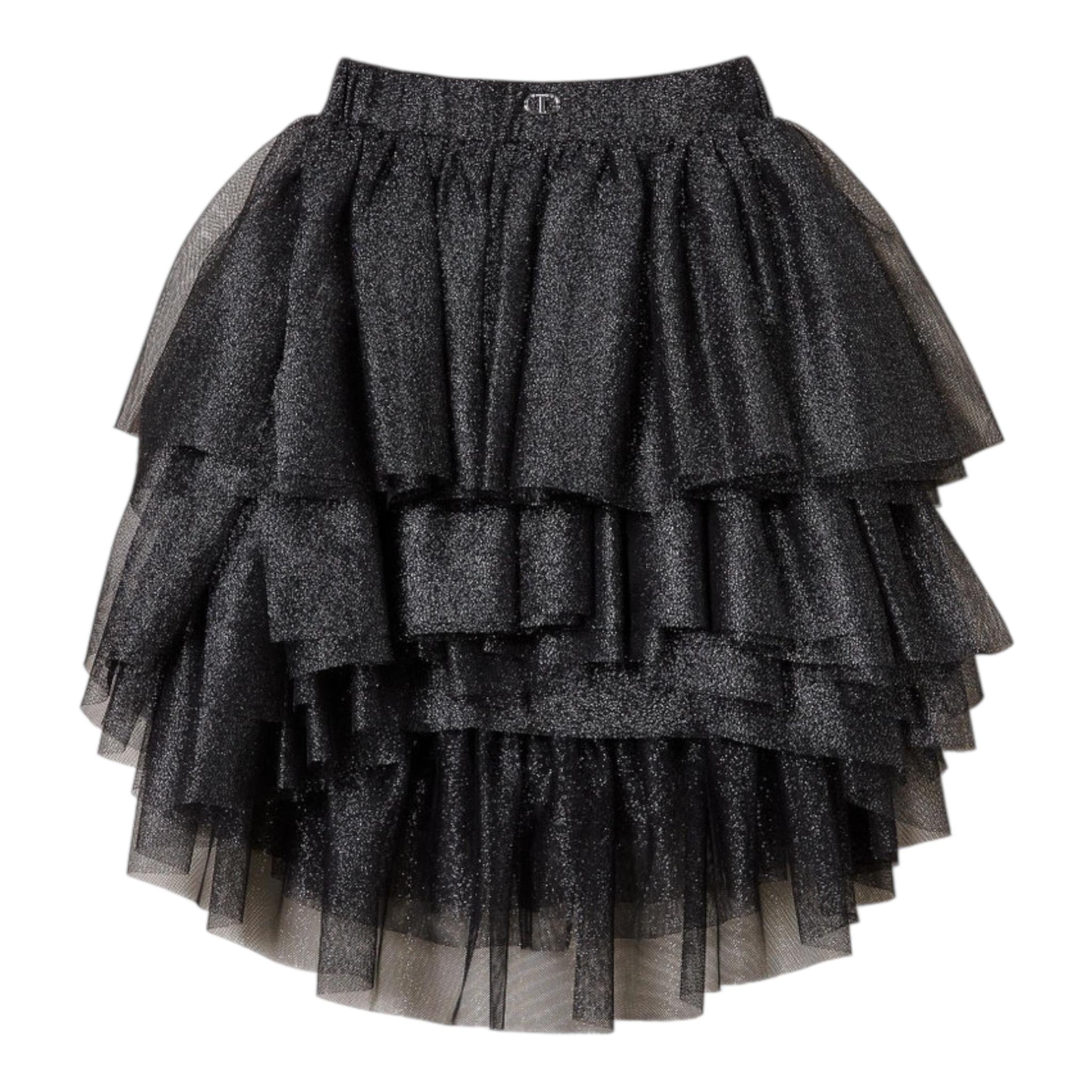 TWINSET gonna tinta unita con tulle Nero per Bambina 242GJ2300 NERO TWINSET