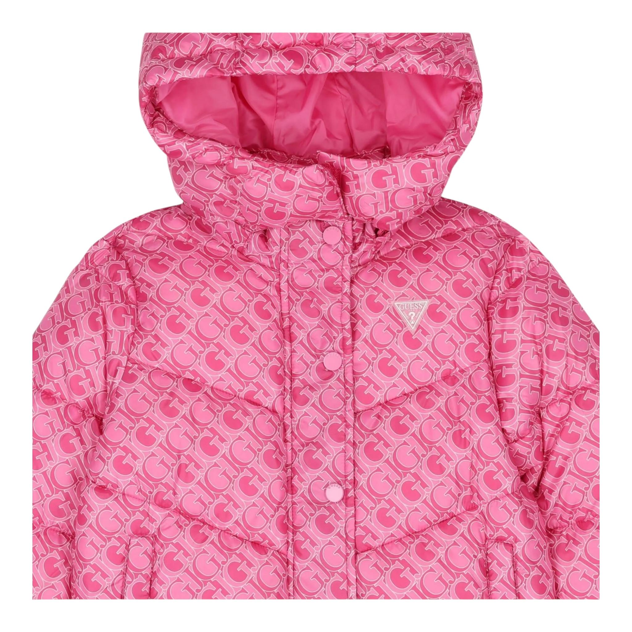 GUESS giubbino tinta unita con cappuccio e stampe logo Rosa per Neonata K4YL00WEGY0 ROSA GUESS
