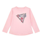 GUESS shirt tinta unita girocollo con stampa Rosa per Bambina J4YI05K6YW4 ROSA GUESS