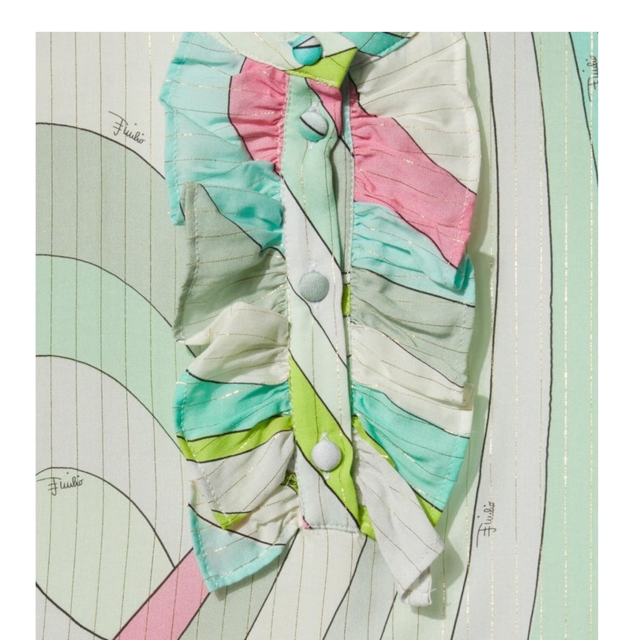 EMILIO PUCCI camicia tinta unita con fantasia Verde acqua per Bambina PT5A90 VERDE ACQUA EMILIO PUCCI