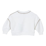 BURBERRY felpa chiusa girocollo tinta unita con stampa in contrasto Panna per Bambina 8083196 PANNA BURBERRY