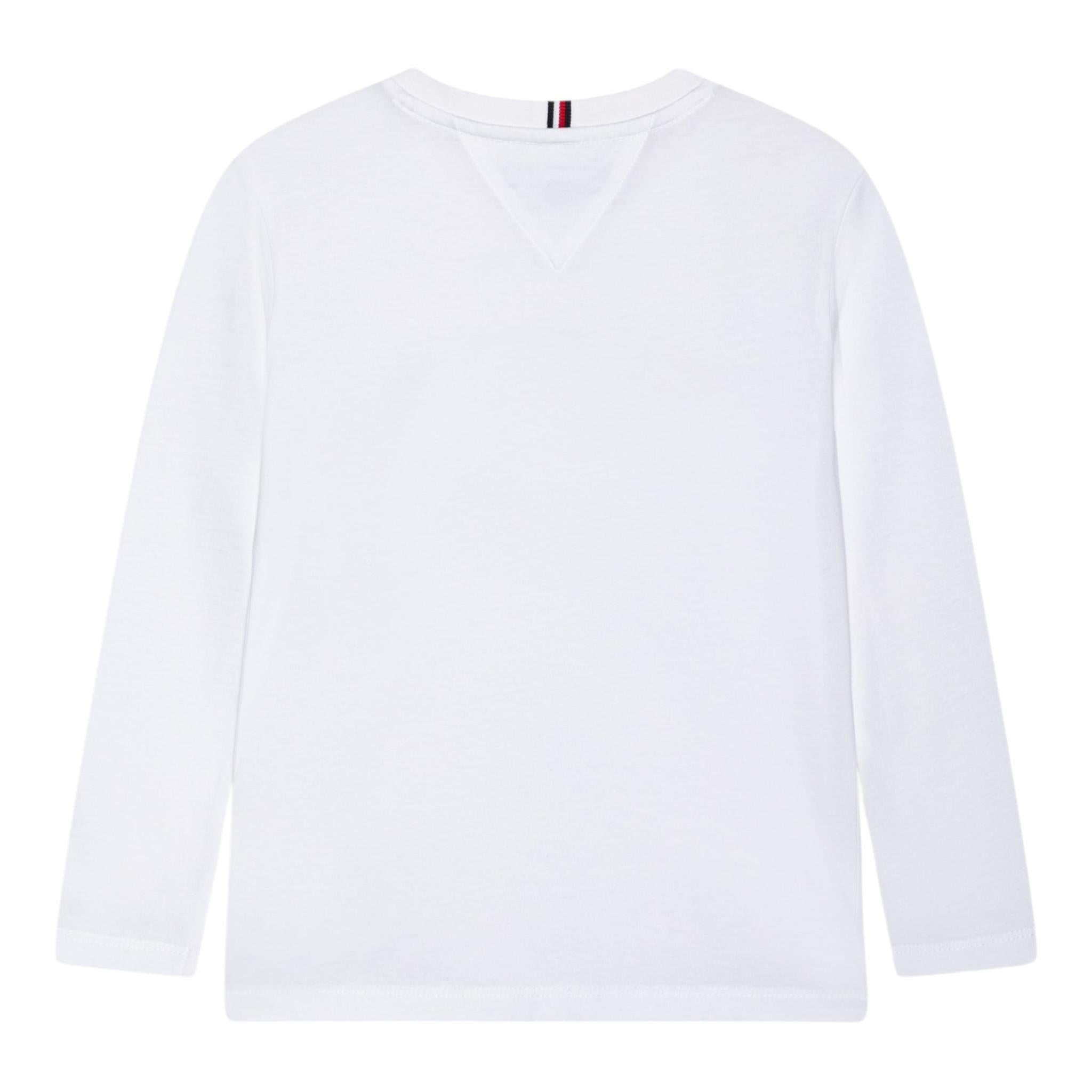 TOMMY HILFIGER shirt girocollo tinta unita con stampa in contrasto Bianco per Bambino KB0KB08659 BIANCO TOMMY HILFIGER
