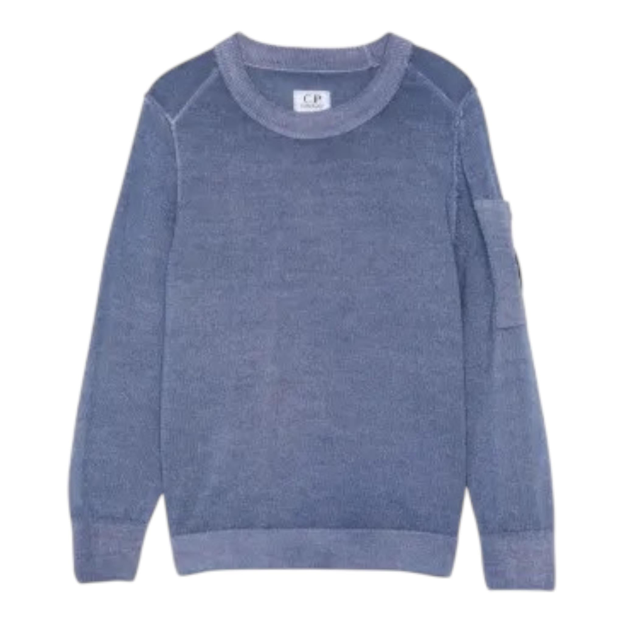 C.P. COMPANY maglia girocollo tinta unita con logo Blu per Bambino CUW009 BLU C.P. COMPANY