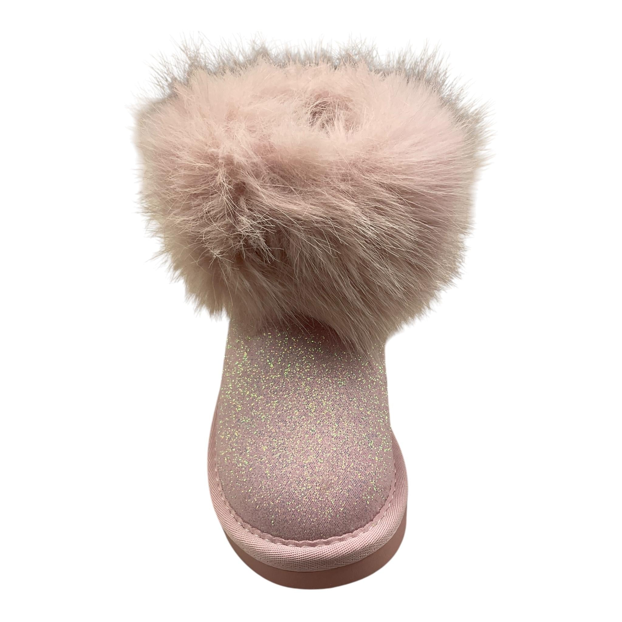MONNALISA stivaletti bassi tinta unita glitterati con pelliccia Rosa per Bambina 83D001 ROSA MONNALISA