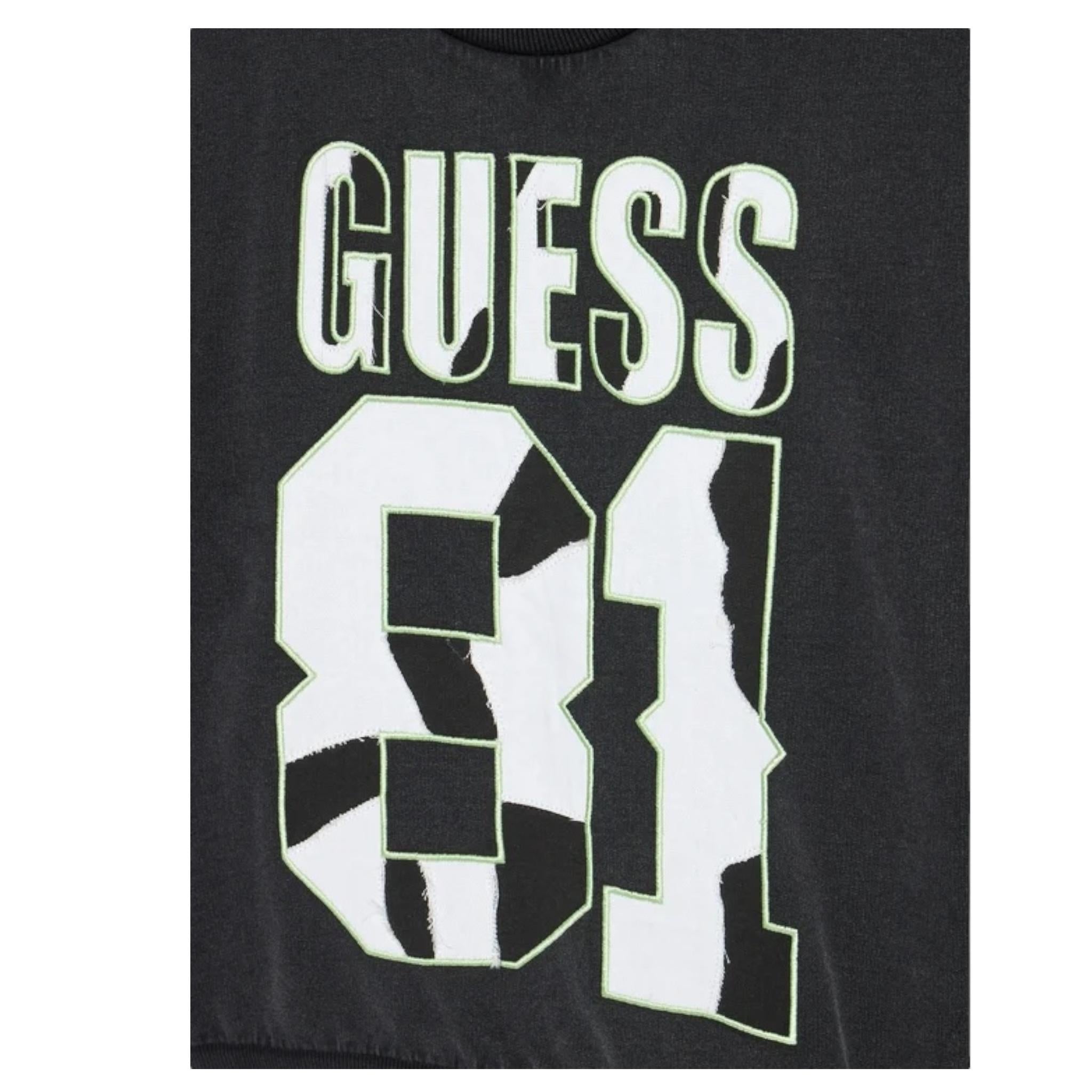 GUESS felpa chiusa girocollo tinta unita con logo Nero per Bambino L4YQ08KA6R4 NERO GUESS