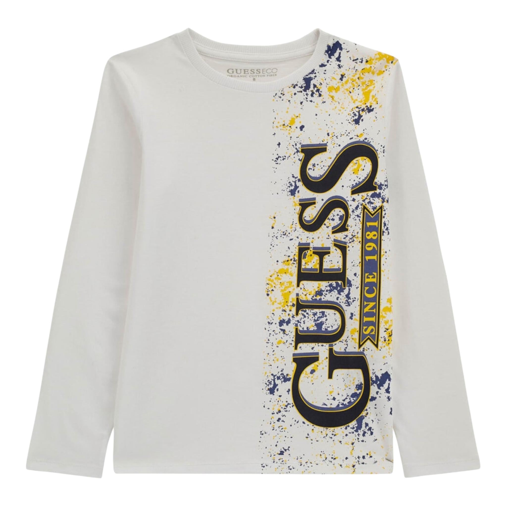 GUESS shirt girocollo tinta unita con stampa logo Bianco per Bambino L4YI36K8HM4 BIANCO GUESS