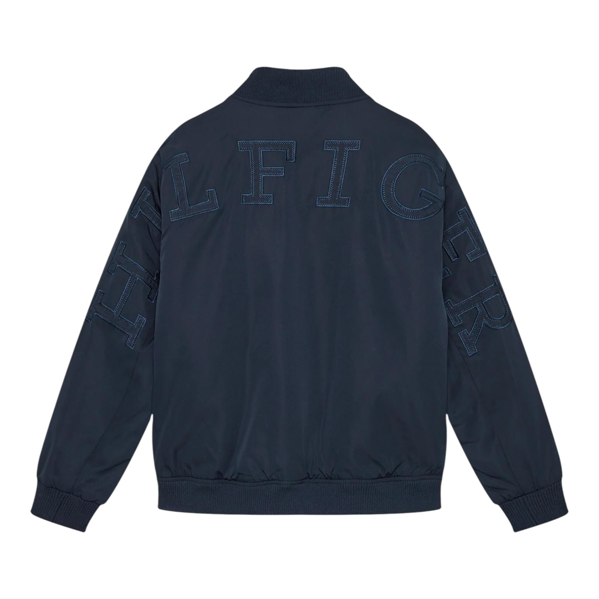 TOMMY HILFIGER giubbino tinta unita con zip e logo Blu per Bambino KB0KB09091 BLU TOMMY HILFIGER