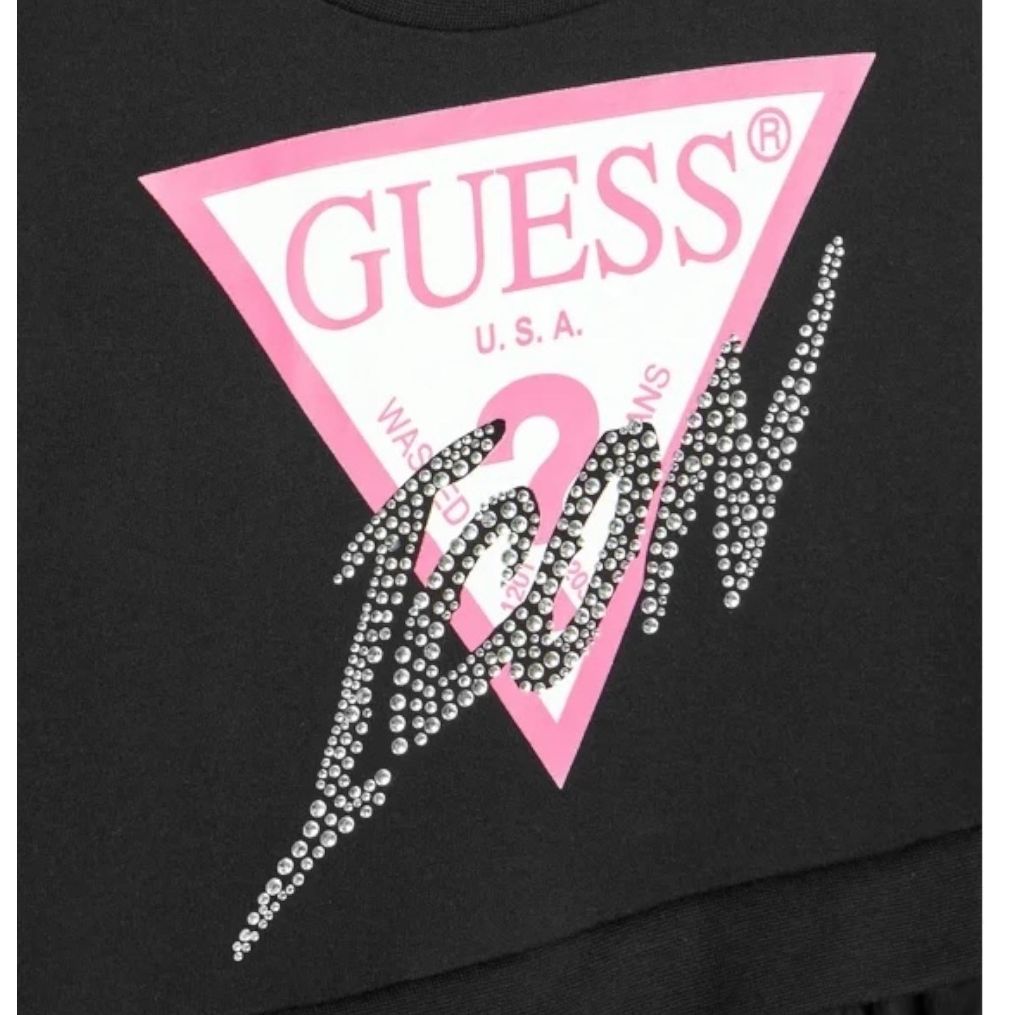 GUESS abito manica lunga tinta unita con gonna tulle Nero per Bambina J4YK06KB8R0X NERO GUESS