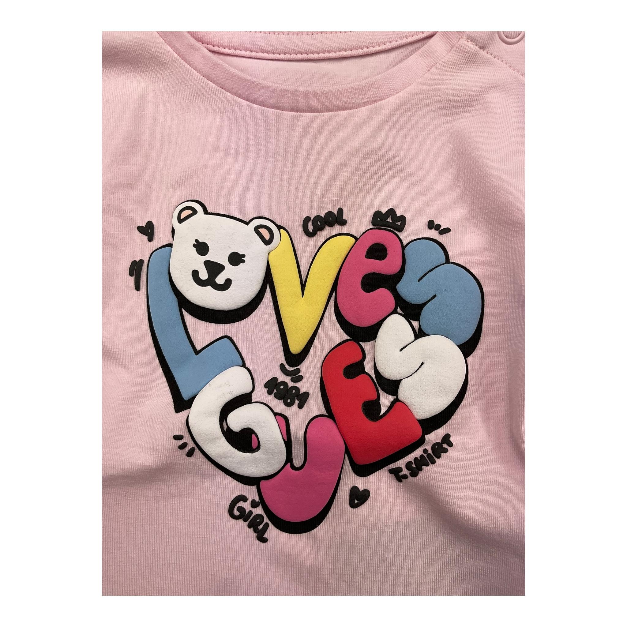 GUESS shirt girocollo tinta unita con stampa Rosa per Neonata A4YI01K6YW4 ROSA GUESS