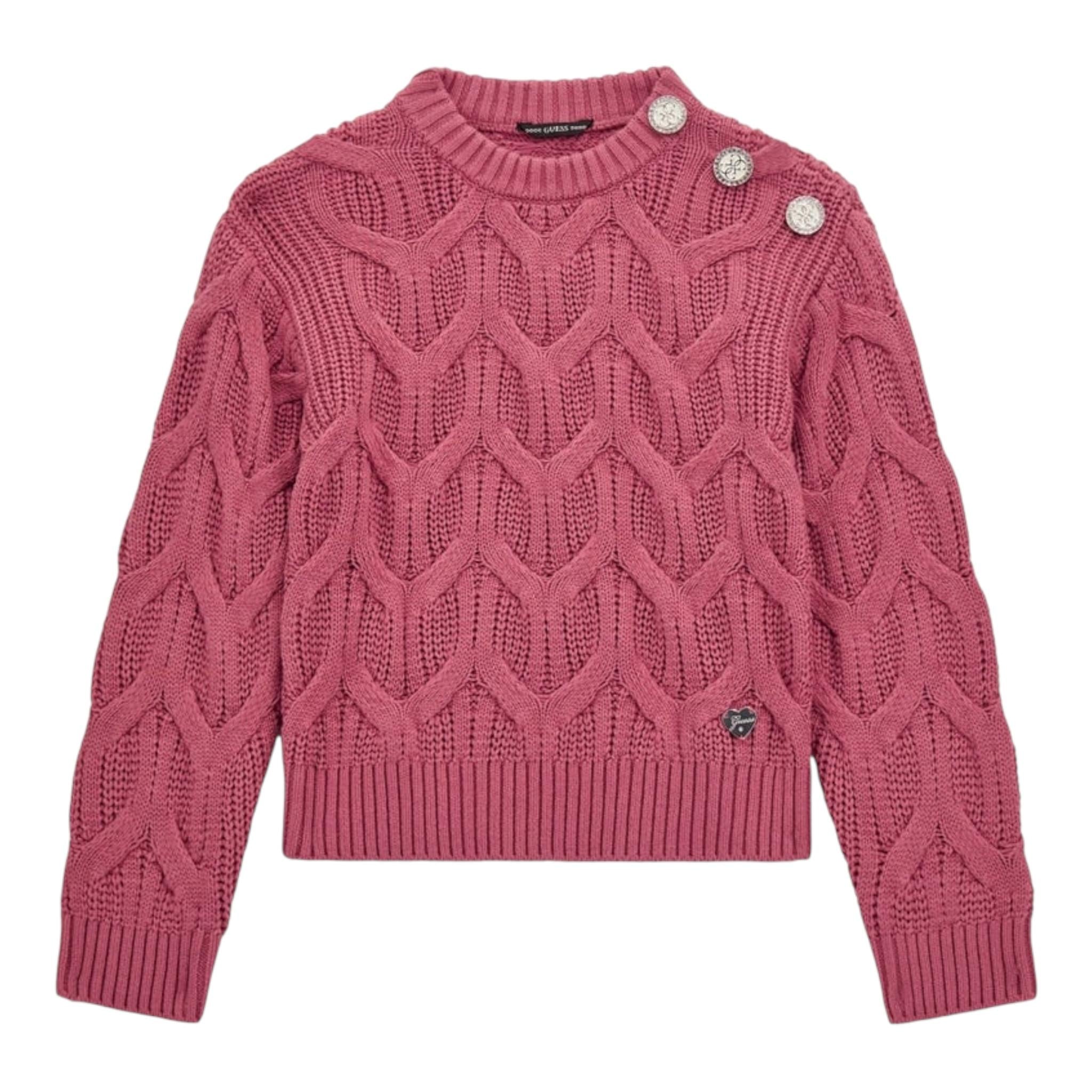 GUESS maglia girocollo tinta unita con applicazioni Rosa per Bambina J4BR09Z37L1X ROSA GUESS