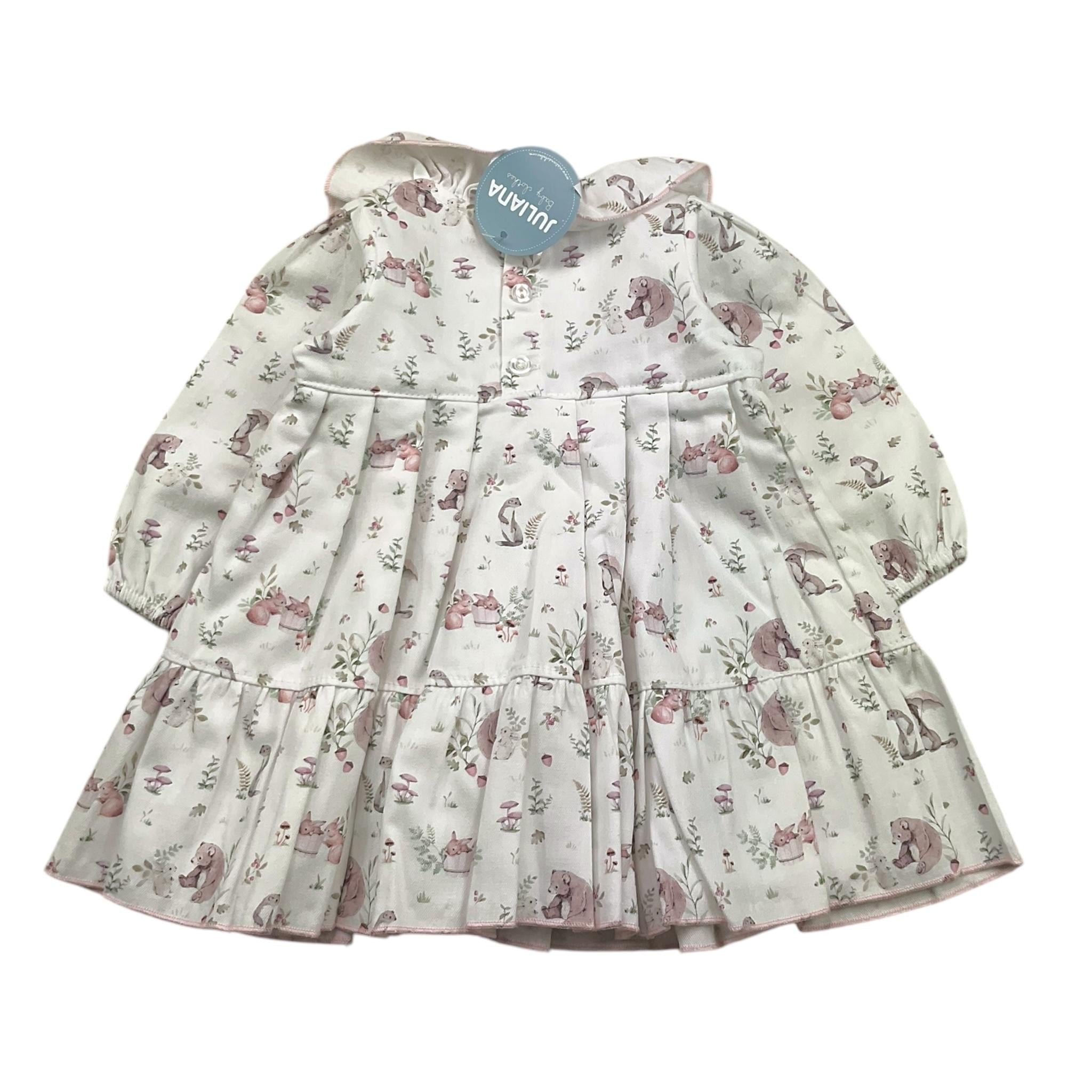 JULIANA abito tinta unita con fantasia e colletto Bianco per Neonata 24657 BIANCO JULIANA