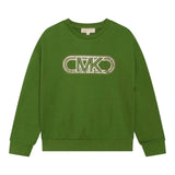 MICHAEL KORS felpa chiusa girocollo tinta unita cn logo Verde per Bambina R15212 VERDE MICHAEL KORS