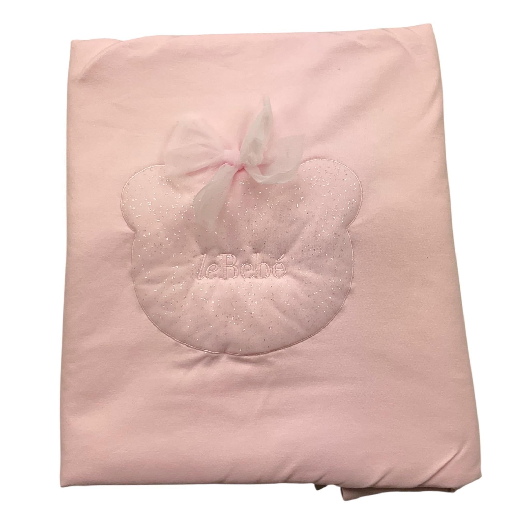 LE BEBE' coperta tinta unita con stampa Rosa per Neonata LBG4892 ROSA LE BEBE'