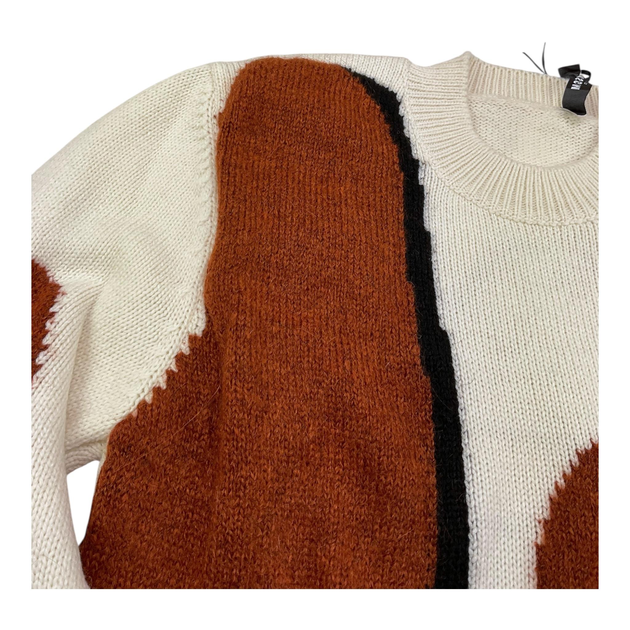 MSGM maglia girocollo tinta unita con ricami in contrasto Panna per Bambino F3MSJUJP119 PANNA MSGM