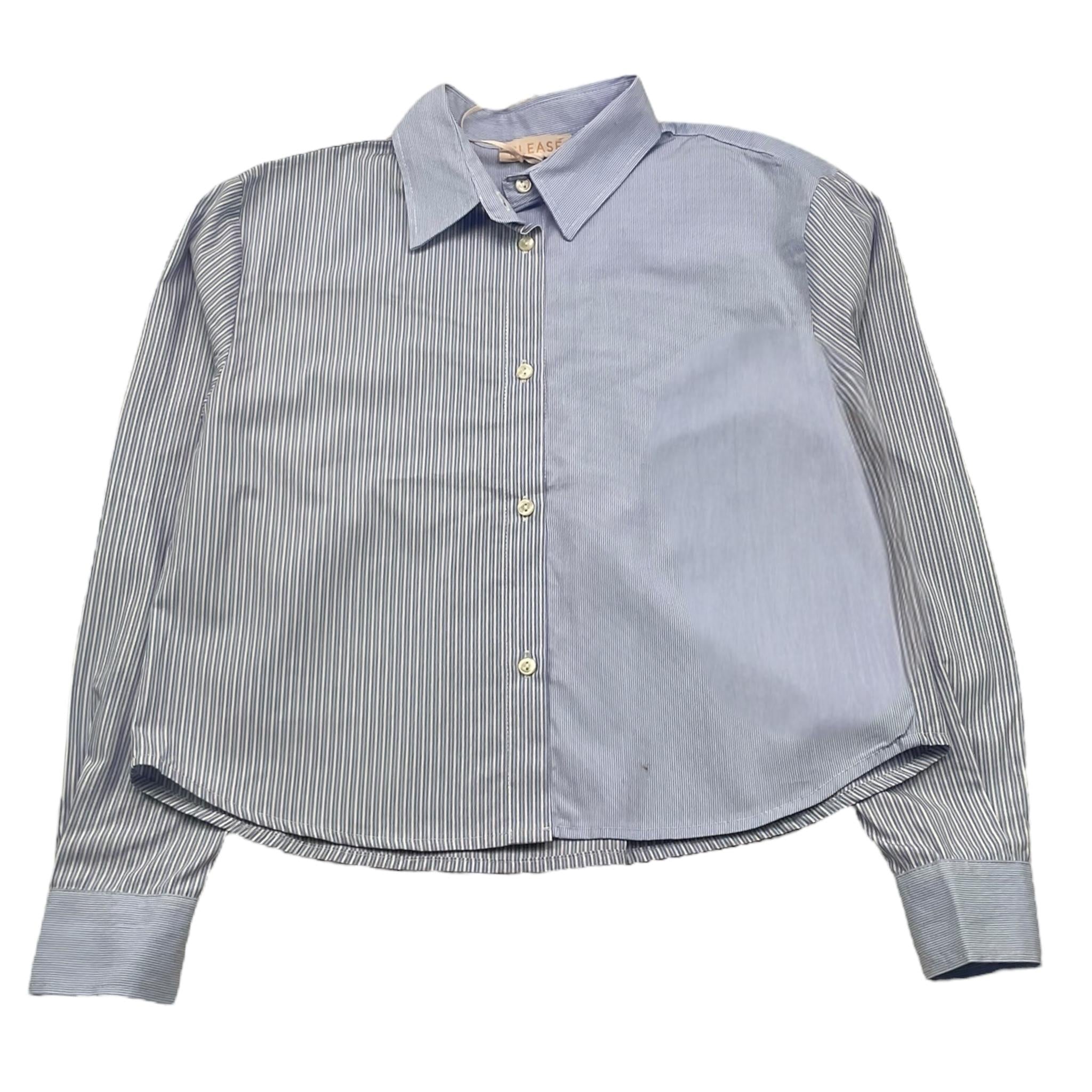 PLEASE camicia manica lunga fantasia a righe Azzurro per Bambina CL45271G66X AZZURRO PLEASE