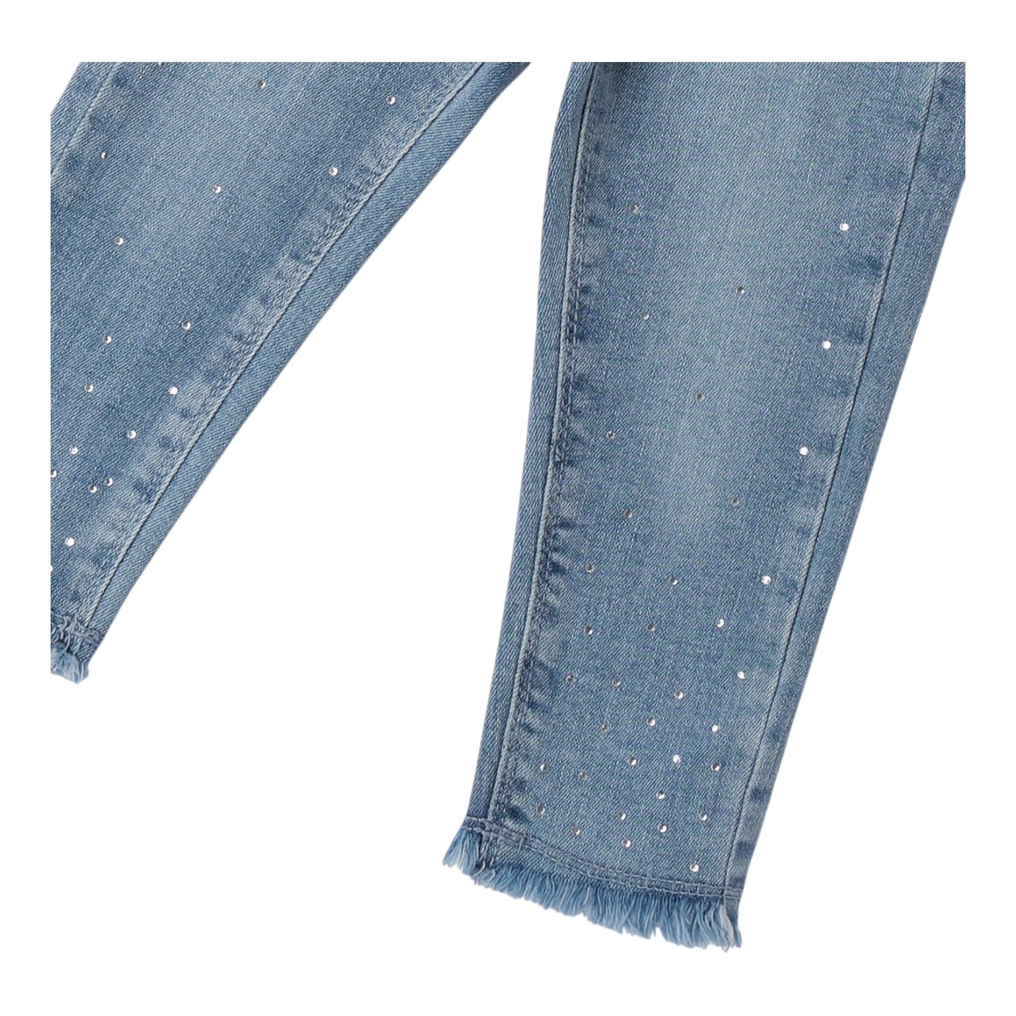 SARABANDA jeans tinta unita con applicazioni brillantini Azzurro per Bambina 0A255 AZZURRO SARABANDA