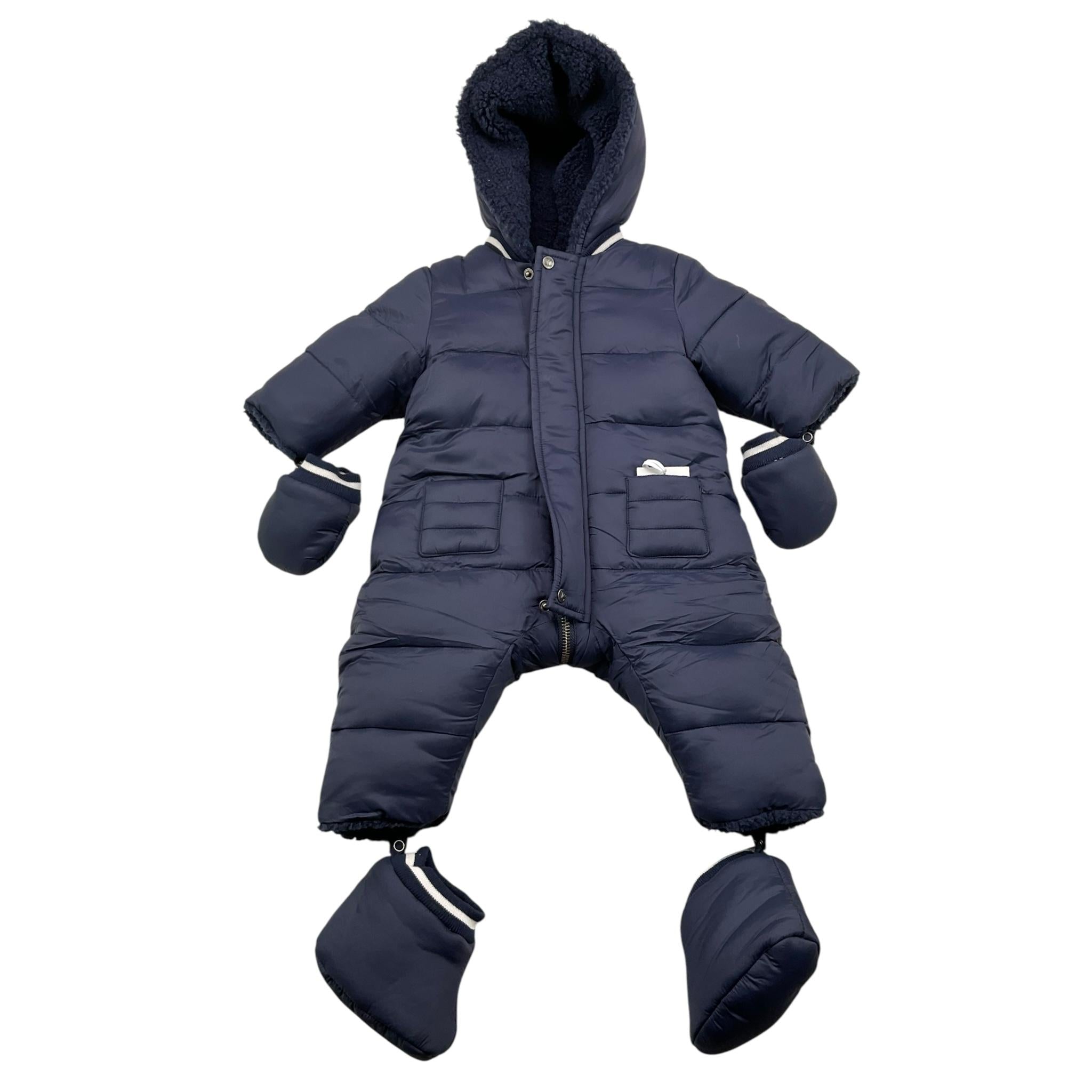 TARTINE ET CHOCOLAT eskimo tinta unita con cappuccio Blu per Neonato TX46021 BLU TARTINE ET CHOCOLAT