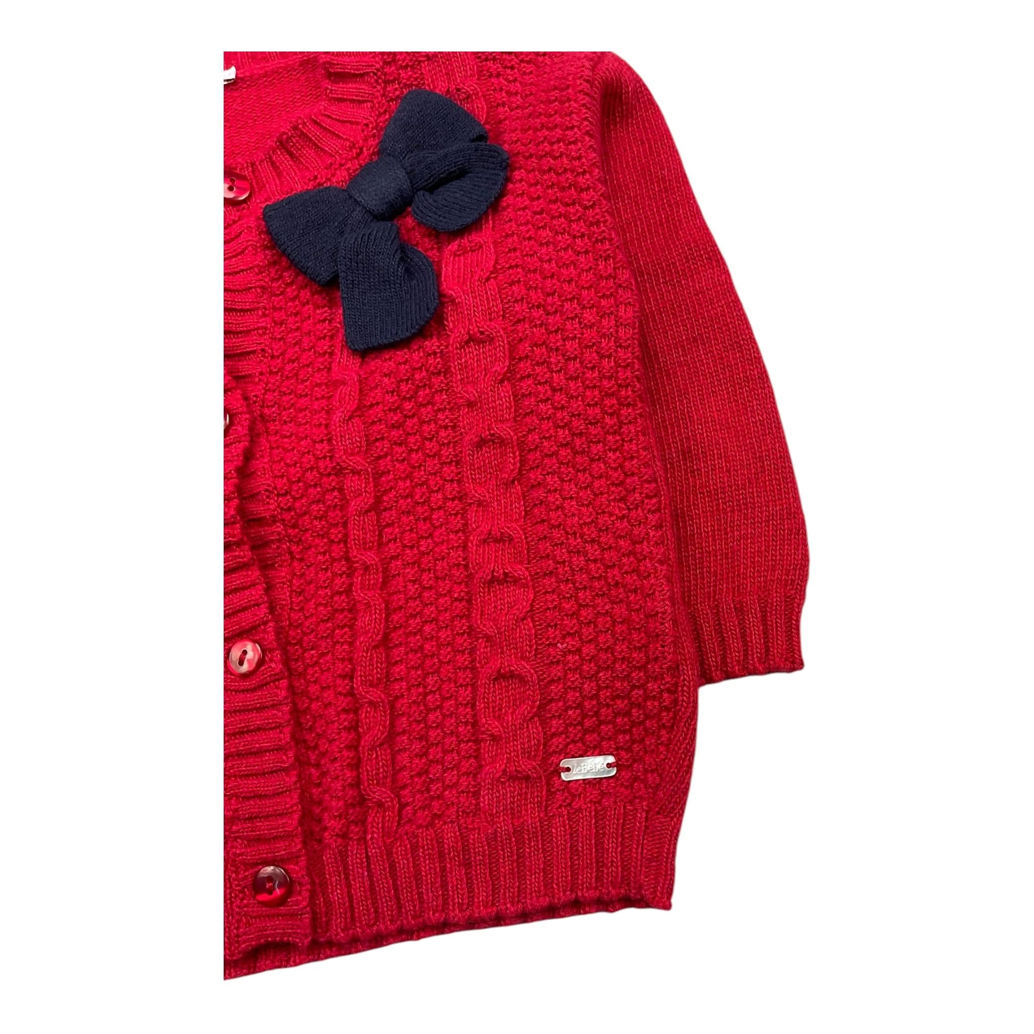 LE BEBE' cardigan tinta unita cn fiocco in contrasto Rosso per Neonata LBG6195 ROSSO LE BEBE'