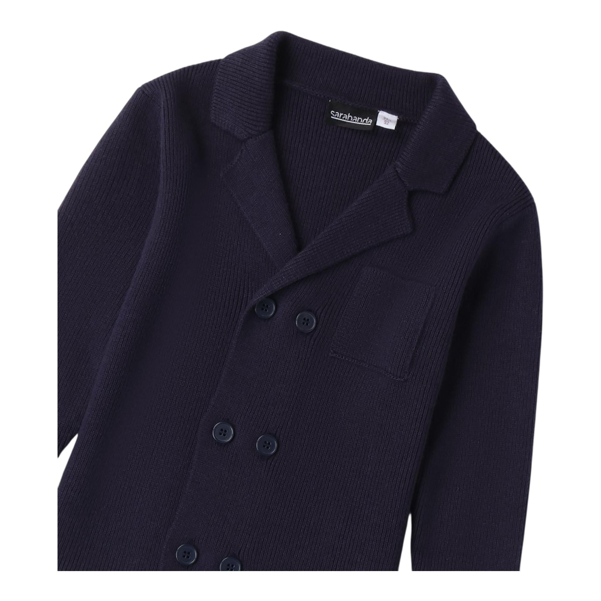 SARABANDA cardigan tinta unita doppio petto Blu per Bambino 0A106 BLU SARABANDA
