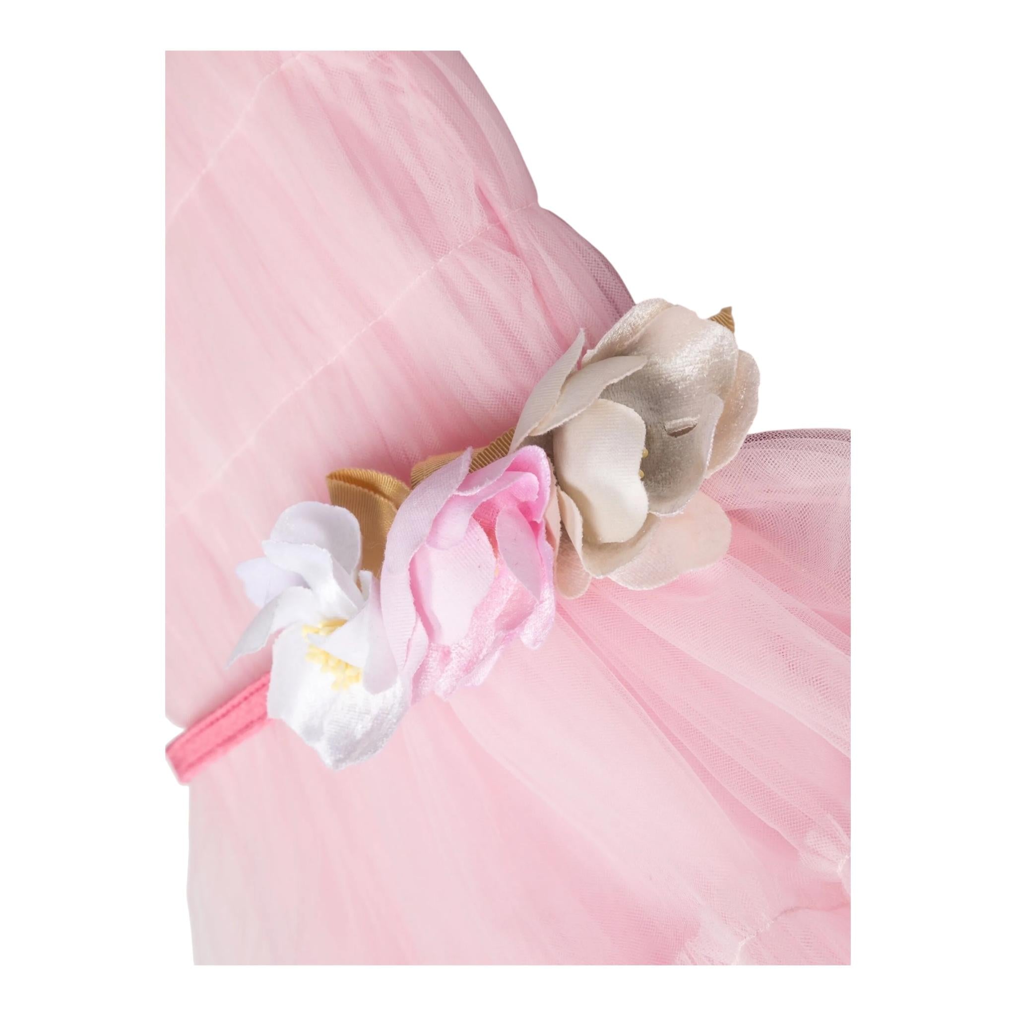 MONNALISA abito mezza manica tinta unita in tulle con cinturino Rosa per Bambina 19B900 ROSA MONNALISA