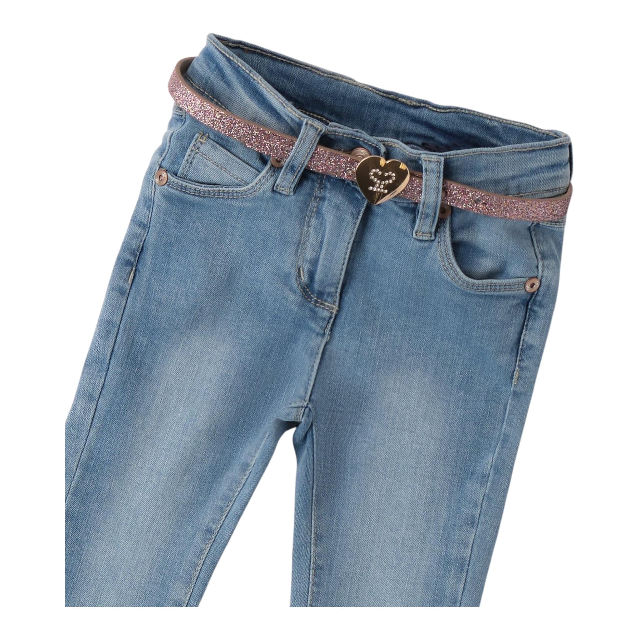 SARABANDA jeans tinta unita con cintura modello a zampa Azzurro per Neonata A382 AZZURRO SARABANDA