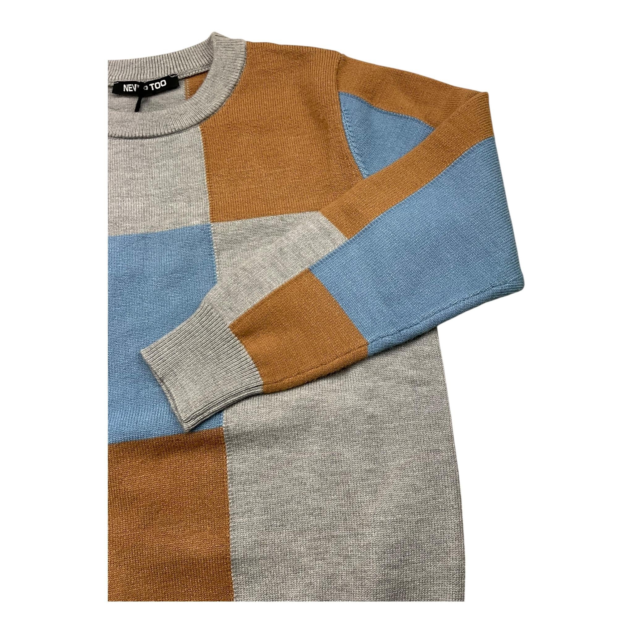 NEVER TOO maglia girocollo fantasia quadri Grigio per Bambino NT2221B GRIGIO NEVER TOO