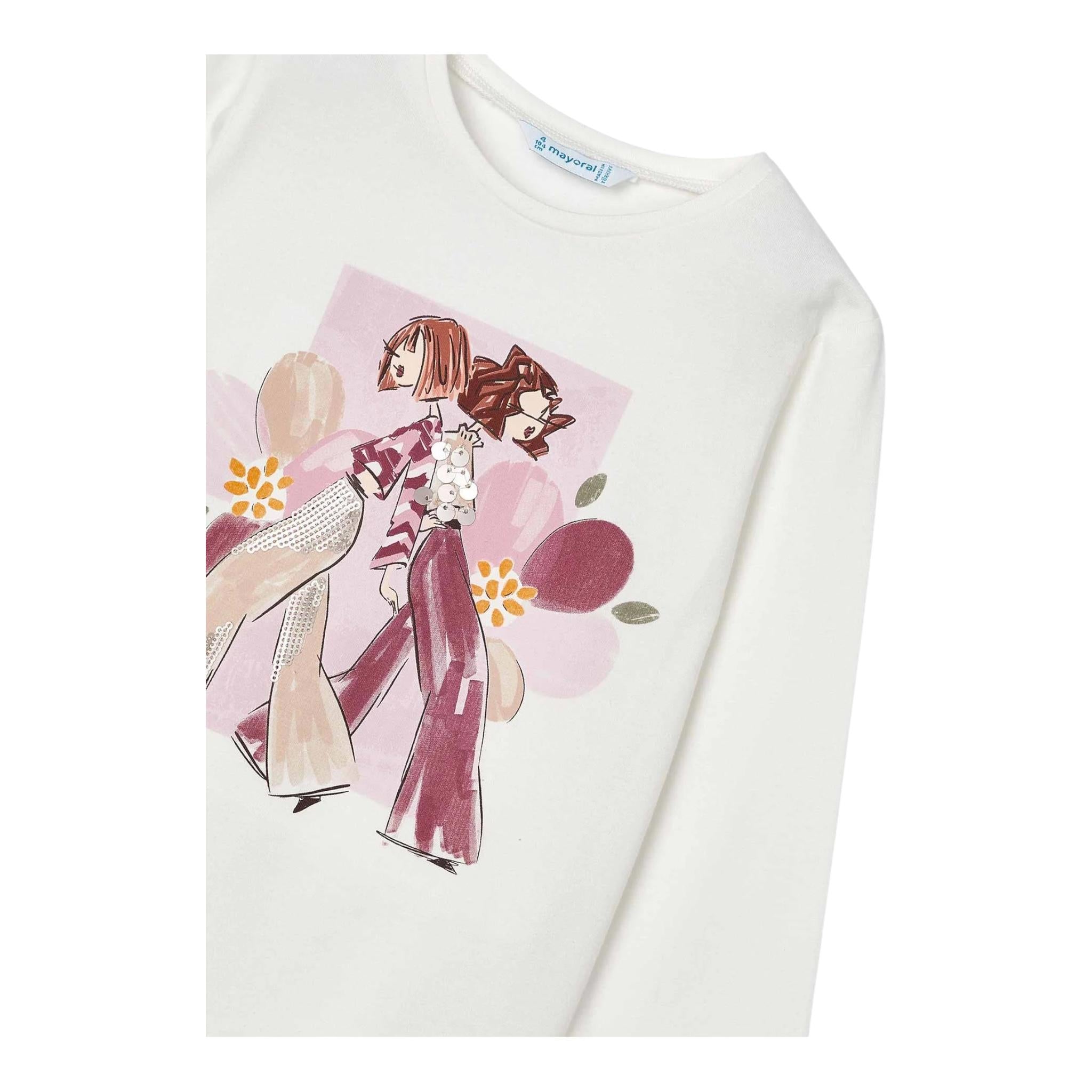 MAYORAL shirt girocollo tinta unita con stampa in contrasto Bianco per Neonata 4067N BIANCO MAYORAL