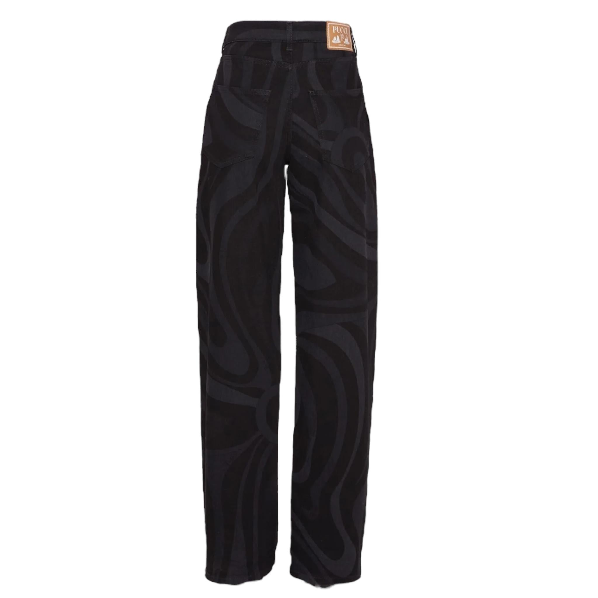 EMILIO PUCCI jeans tinta unita modello palazzo Nero per Bambina PV6A50 NERO EMILIO PUCCI