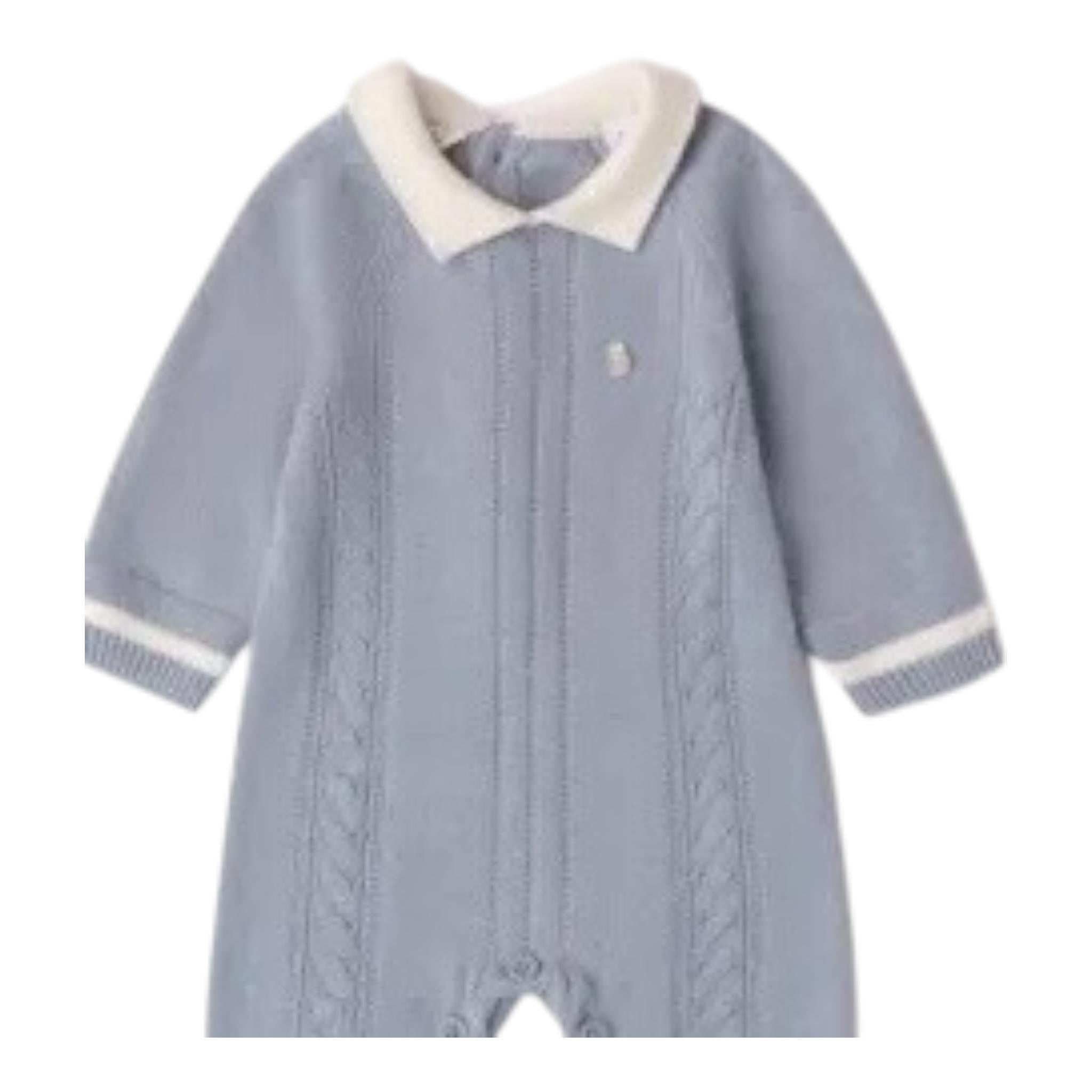 MINI BANDA tutina tinta unita con profili in contrasto Azzurro per Neonato 3A644 AZZURRO MINI BANDA