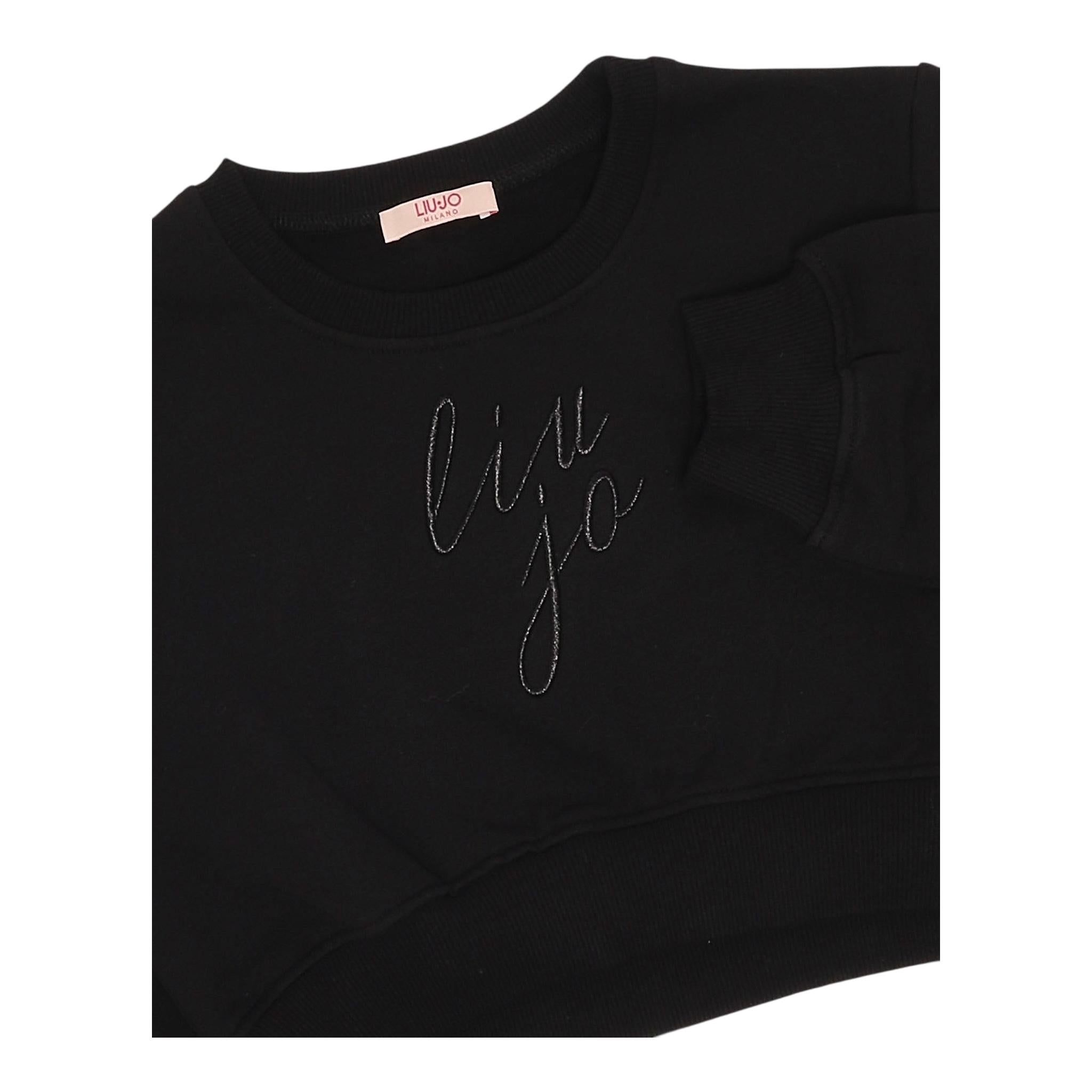 LIU JO felpa modello crop tinta unita con stampa Nero per Bambina GF4092XXX NERO LIU JO