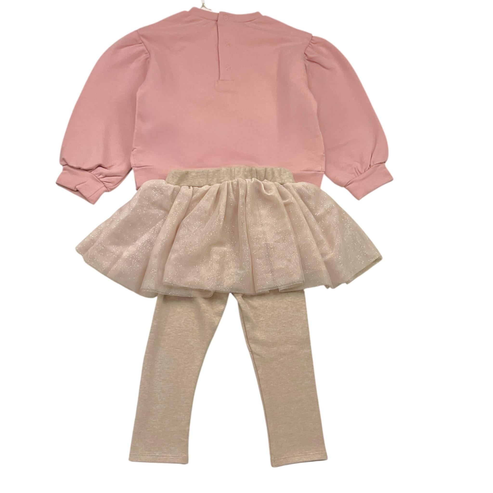 MAYORAL completo 2pz bicolore felpa-leggins con gonna Rosa/beige per Neonata 2712 ROSA/BEIGE MAYORAL