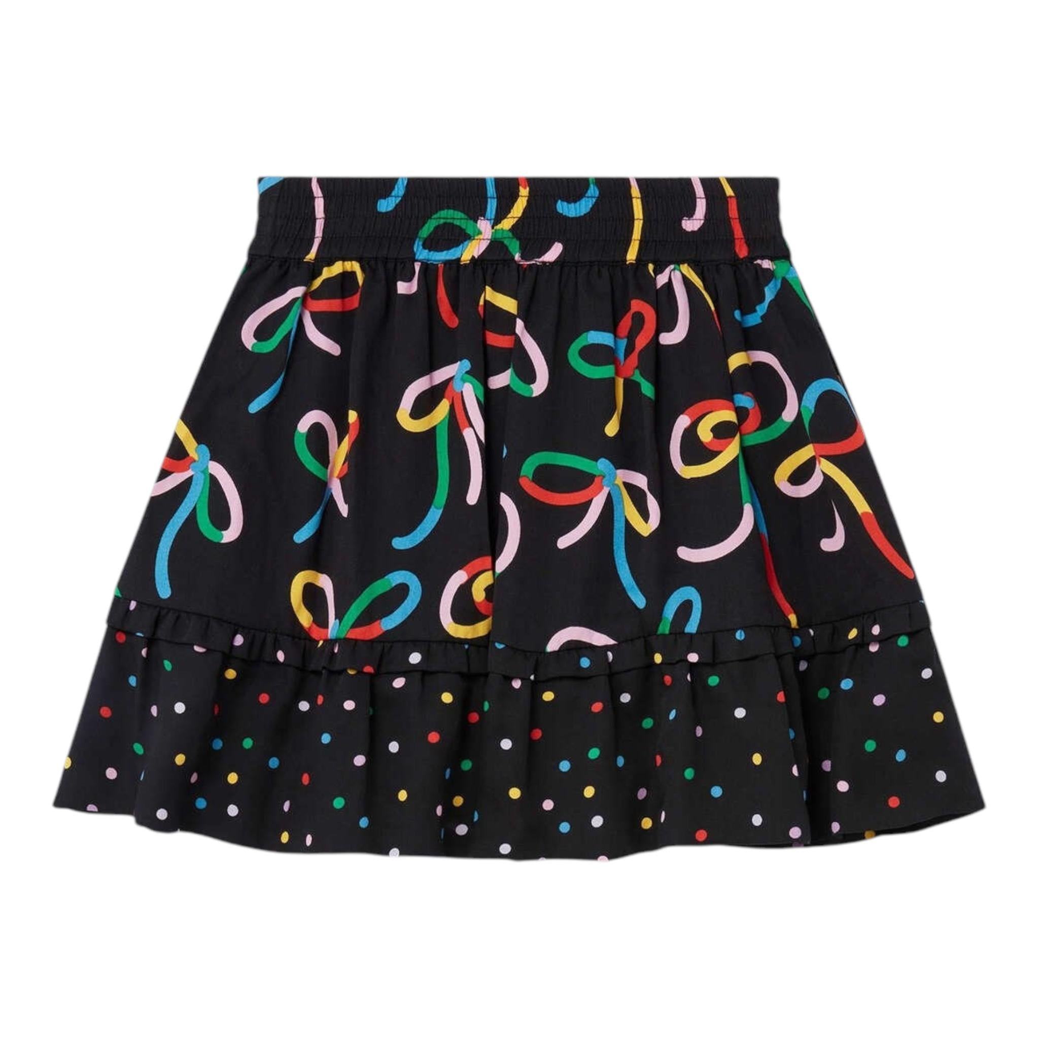 STELLA McCARTNEY gonna tinta unita con stampa fantasia Nero per Bambina TV7B91 NERO STELLA McCARTNEY