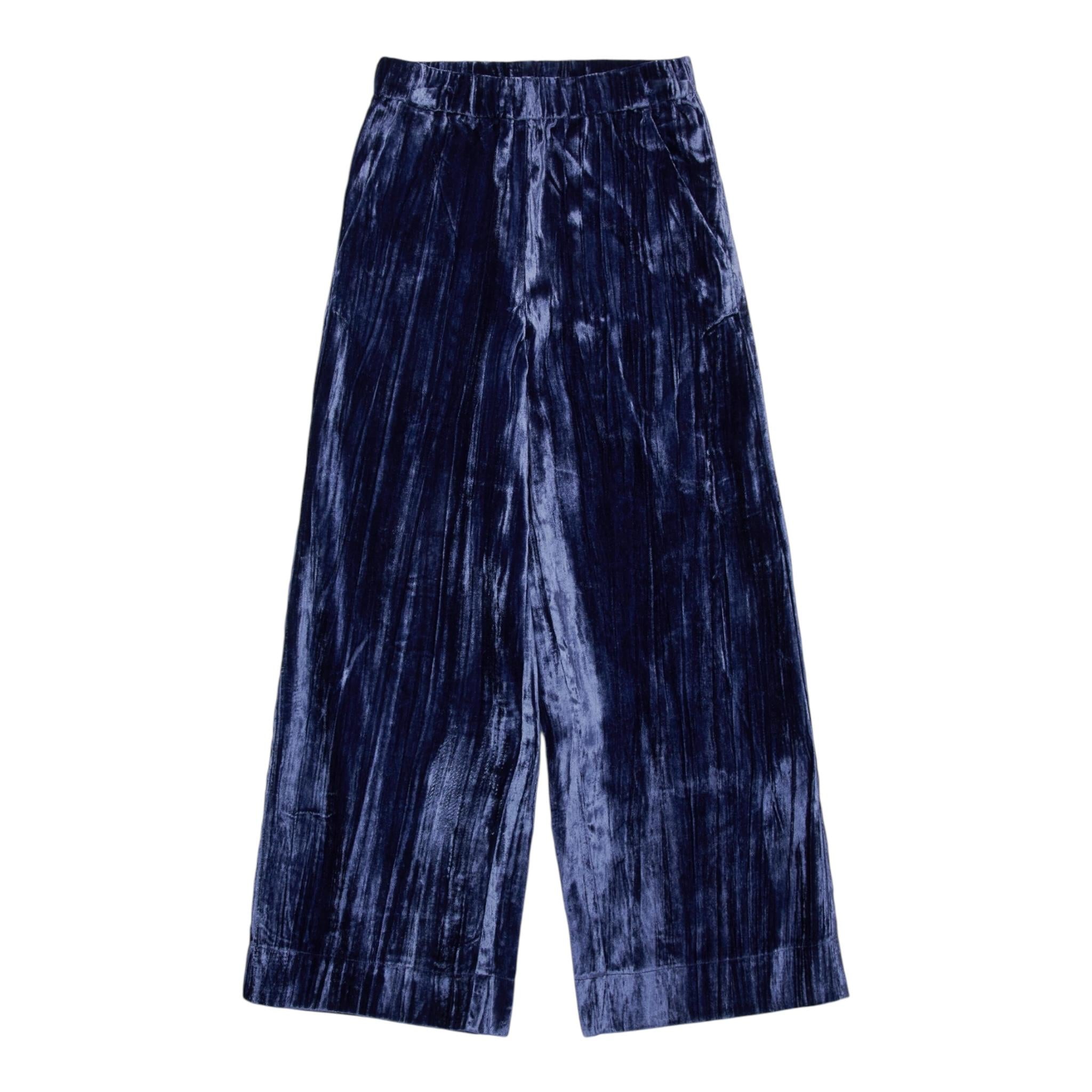 MAX&Co. pantalone tinta unita in velluto modello palazzo Blu per Bambina MX0052 BLU MAX&Co.