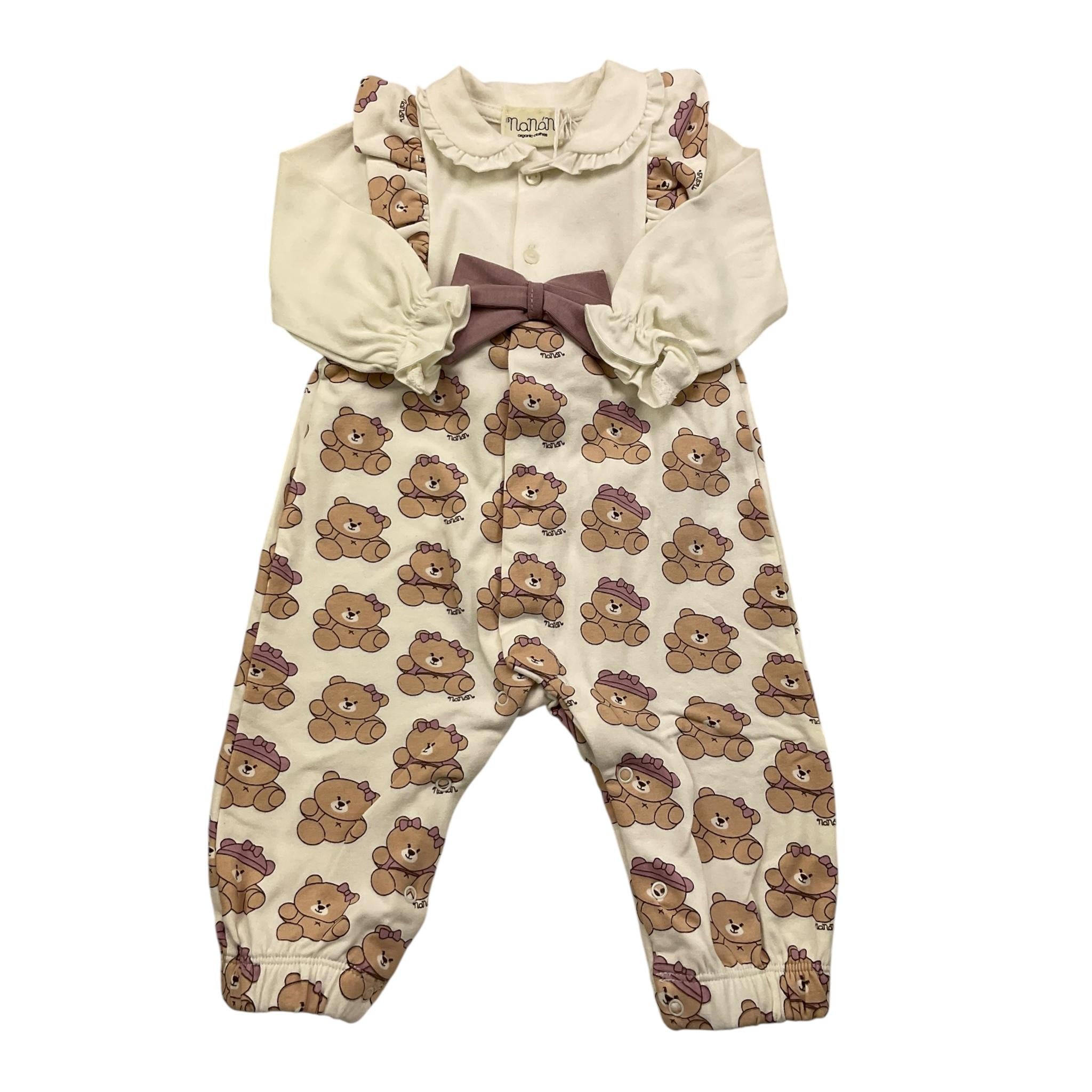 NANAN tutina manica lunga tinta unita con orsi Bianco per Neonata I2448201B BIANCO NANAN