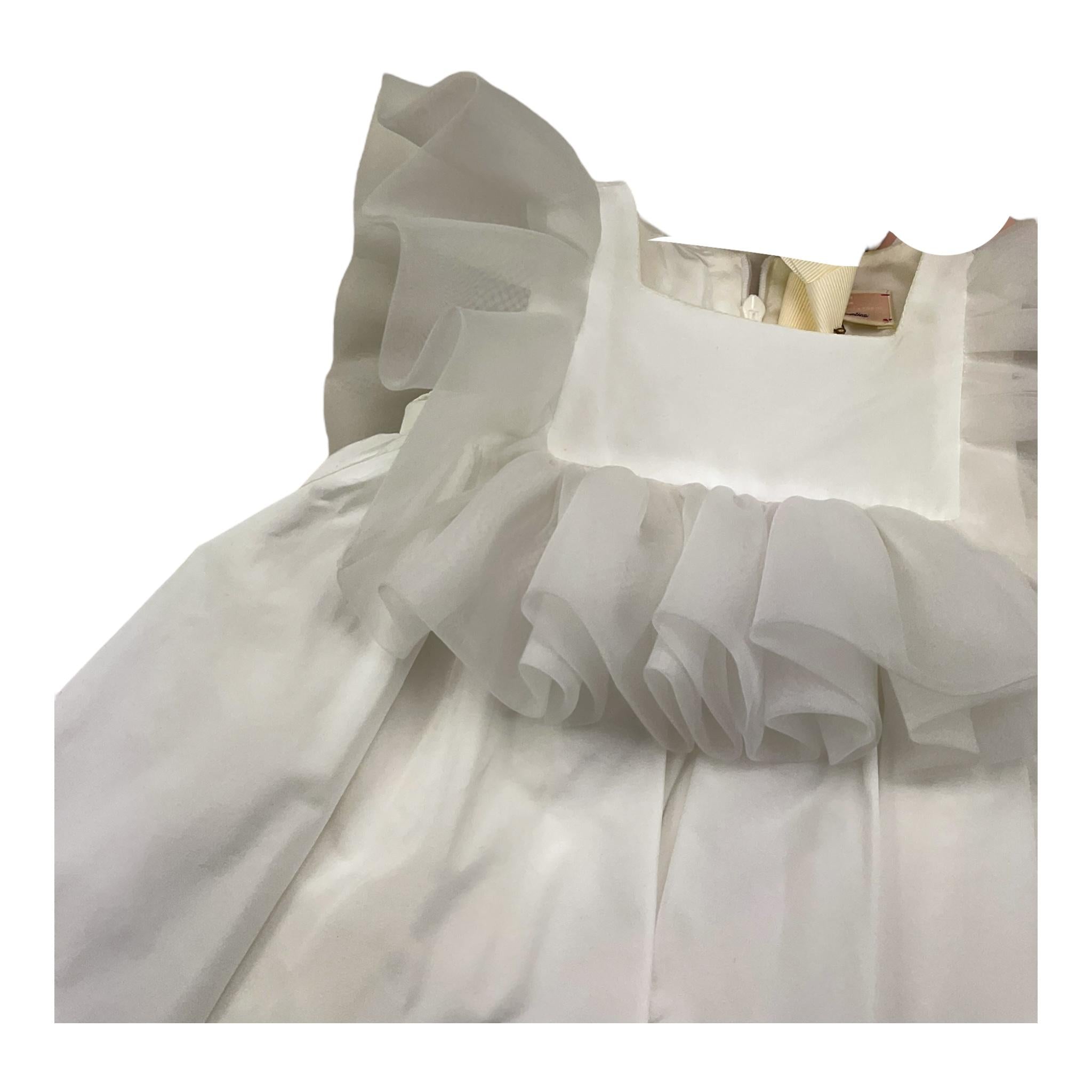 ELISABETTA FRANCHI abito giromanica tinta unita con tulle Bianco per Bambina EGAB165 BIANCO ELISABETTA FRANCHI