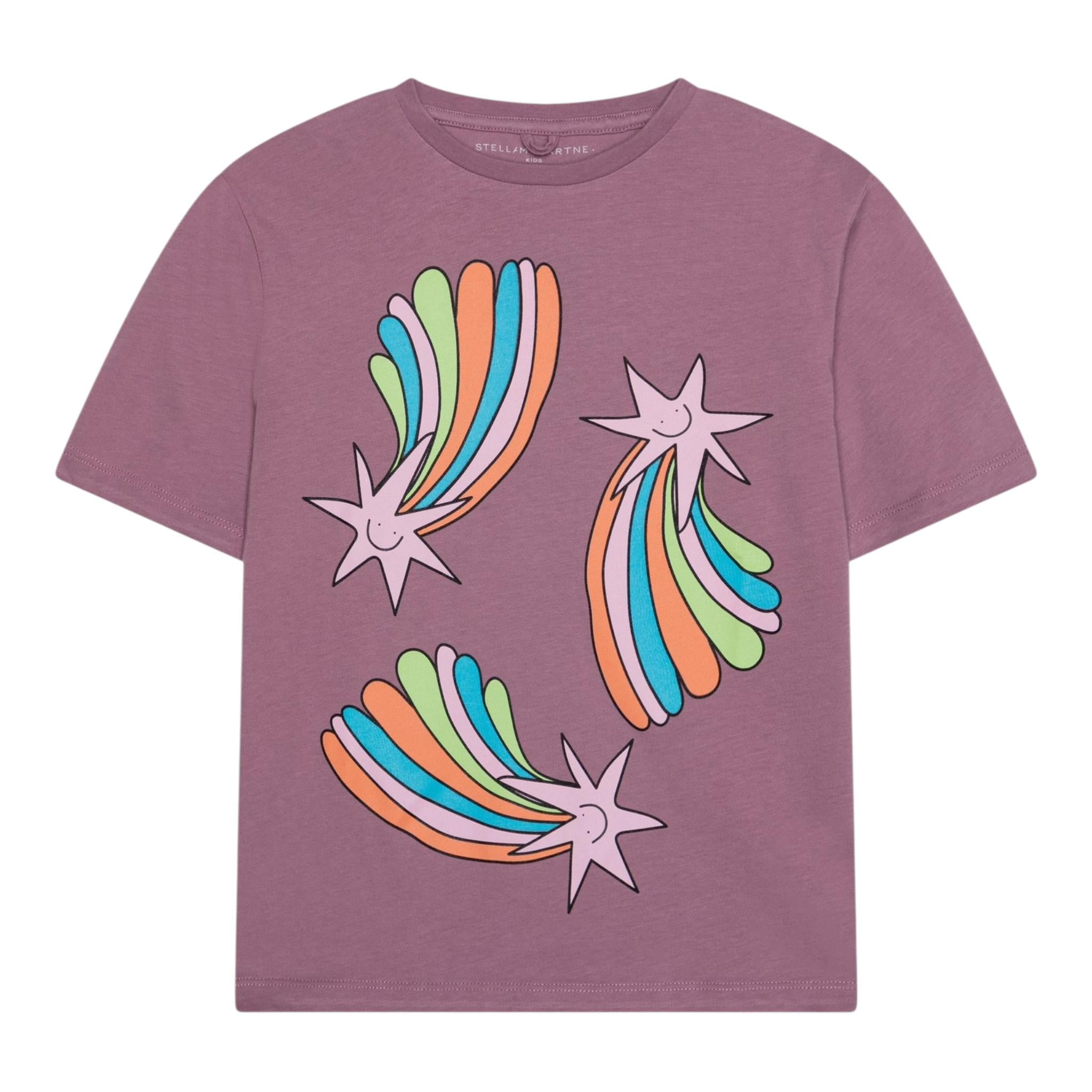 STELLA McCARTNEY t-shirt girocollo tinta unita con stampa Viola per Bambina TV8B31 VIOLA STELLA McCARTNEY